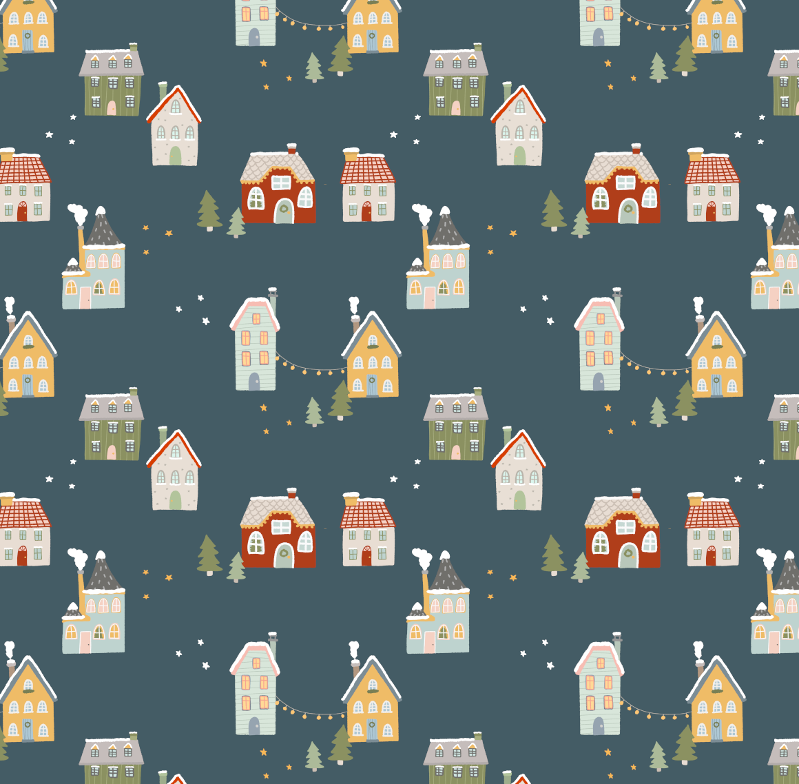 French Terry - Winterwonderland/Dunkelblau