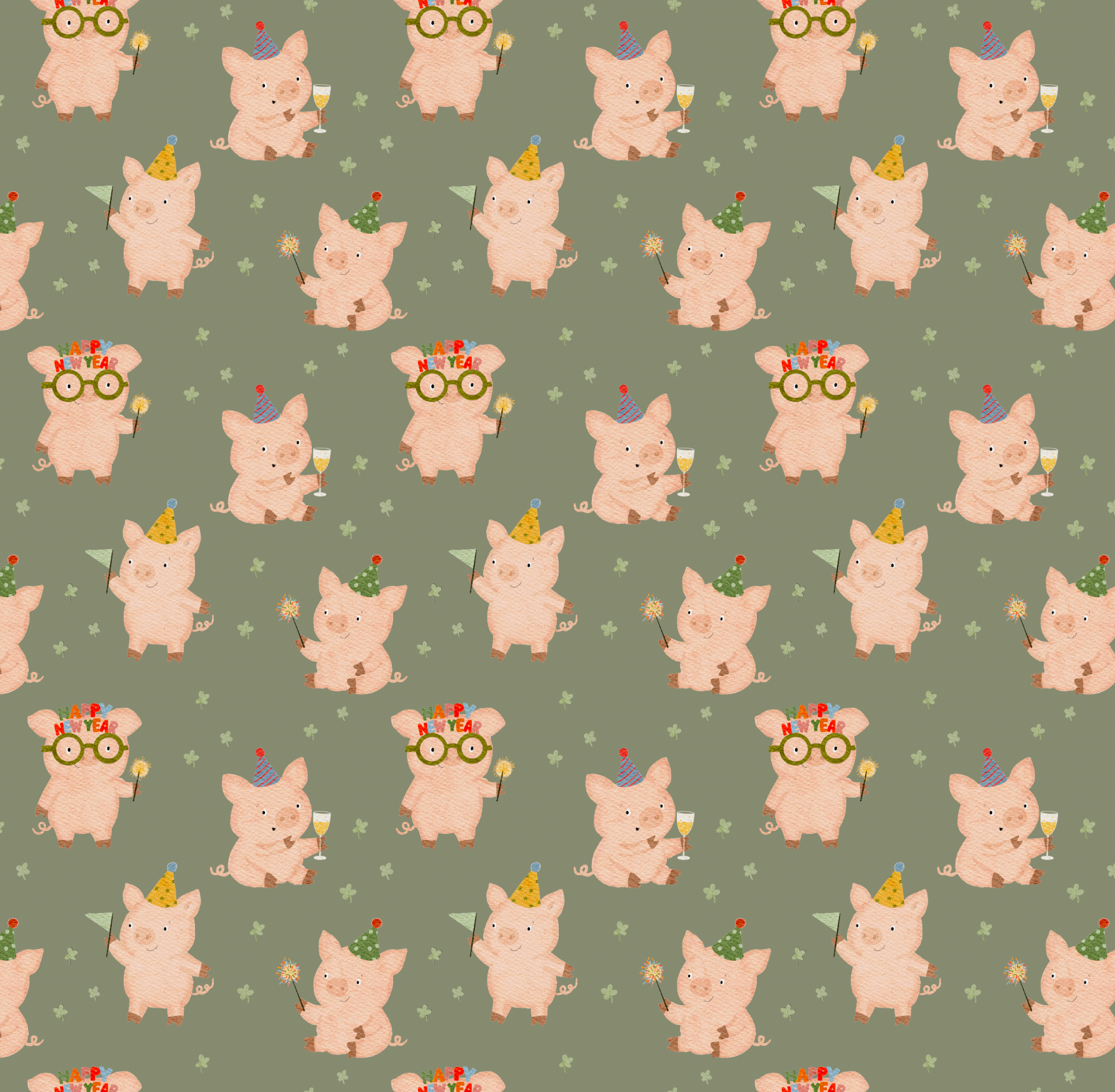 French Terry - Sau rauslassen/Grün