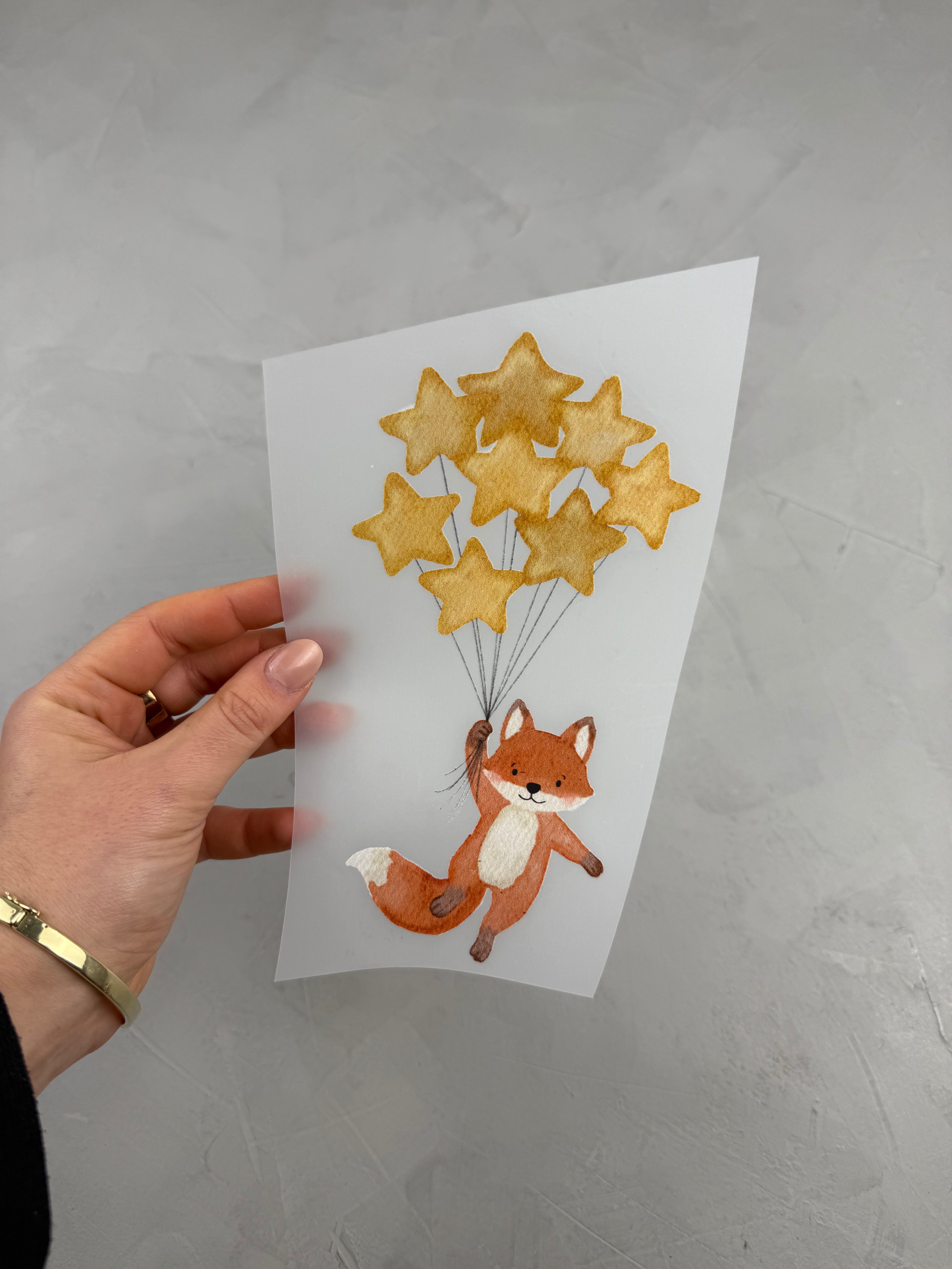 Großes Bügelbild - Fuchs/Schaukelsterne