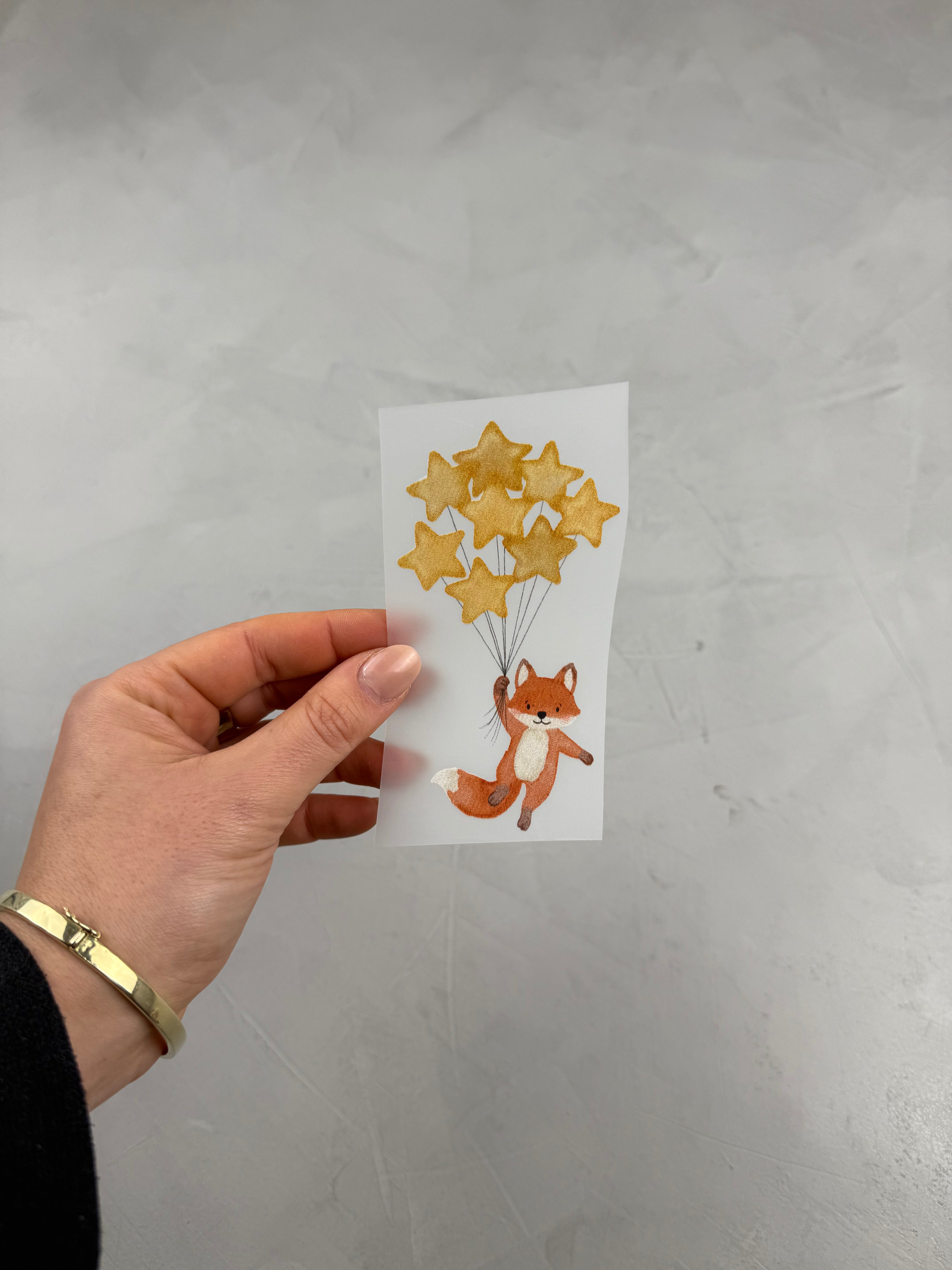 kleines Bügelbild - Fuchs/Schaukelsterne