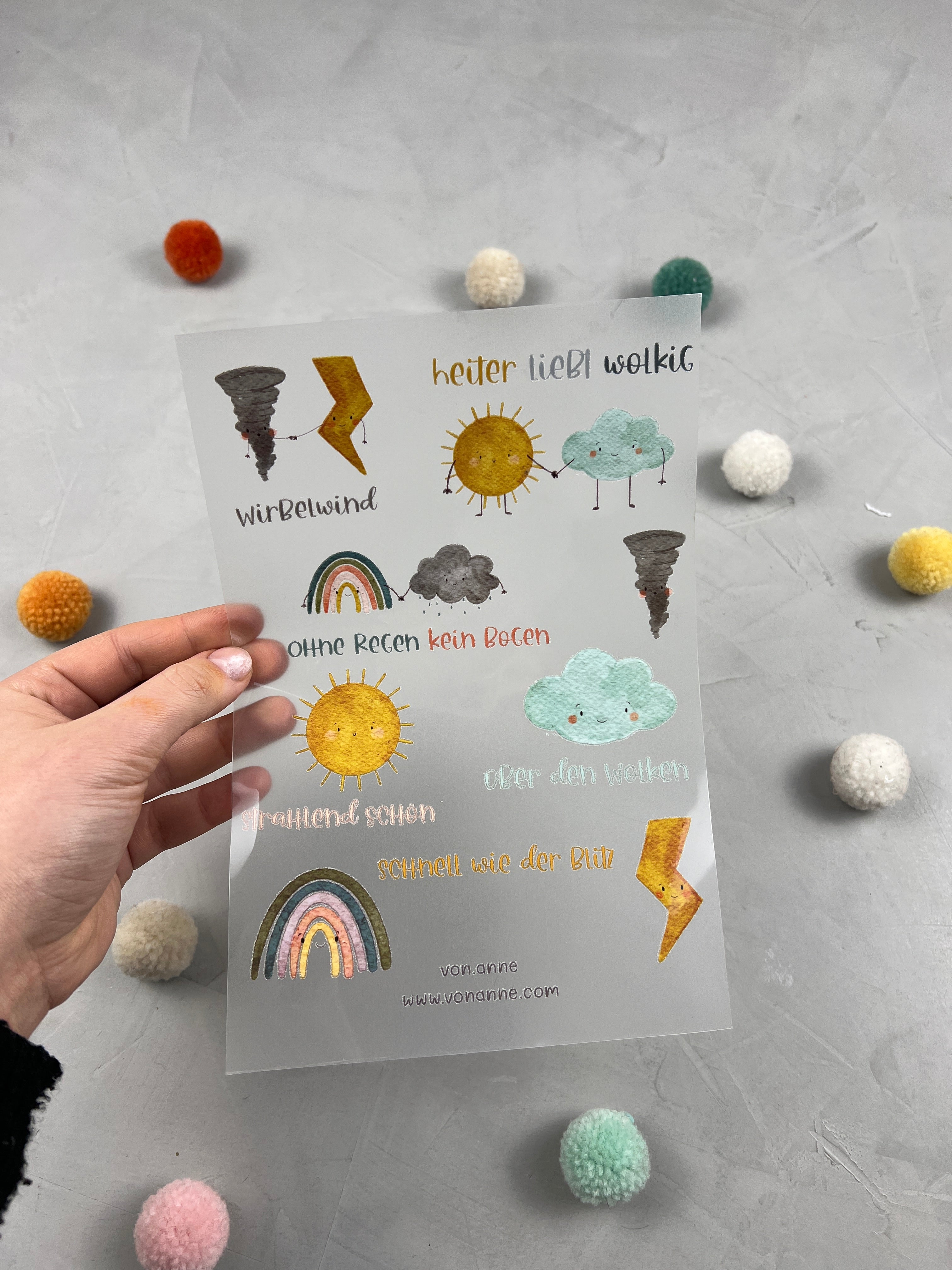 Bügelbildbogen - Heiter liebt Wolkig