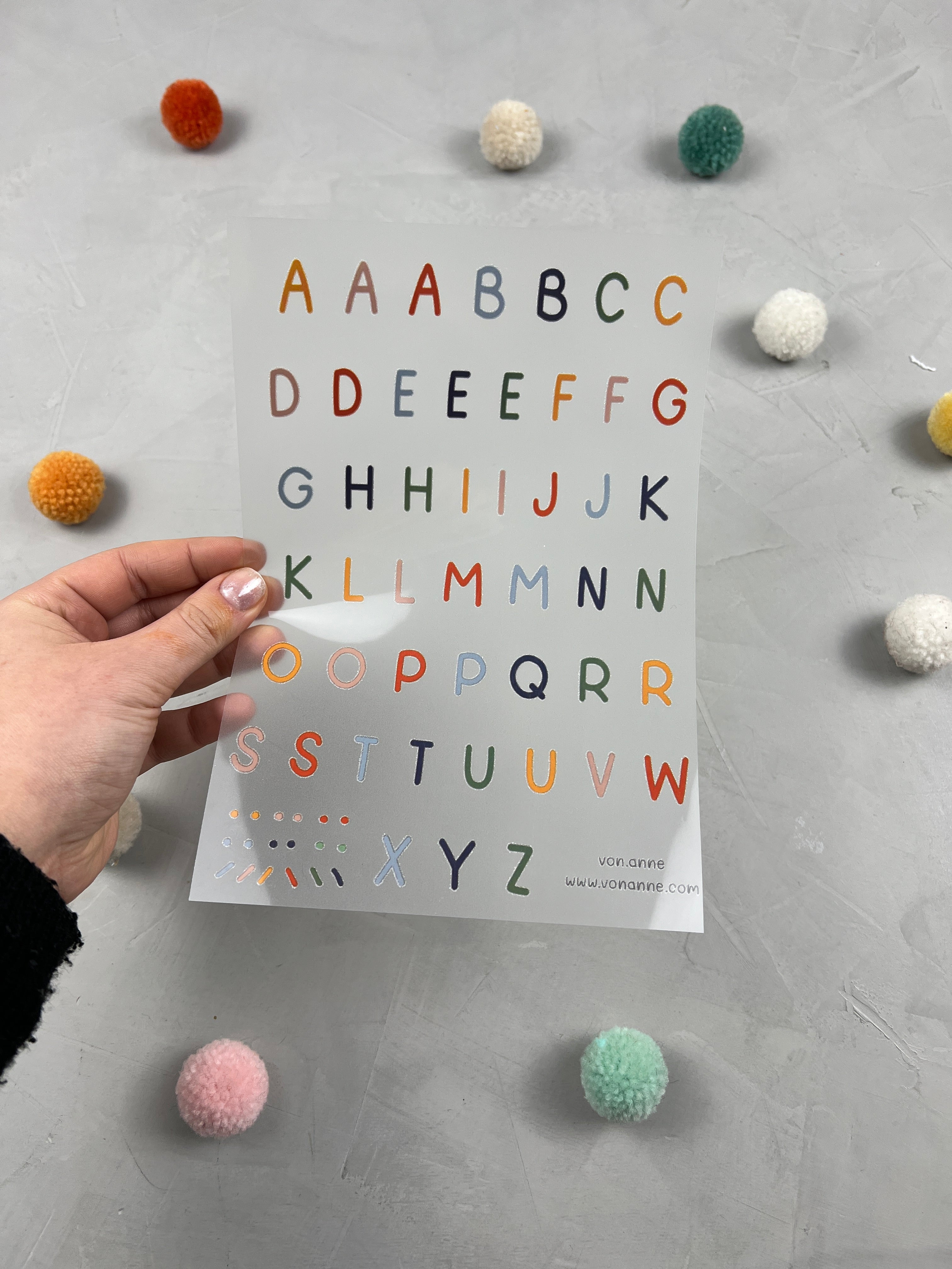 Bügelbildbogen - kleines Alphabet