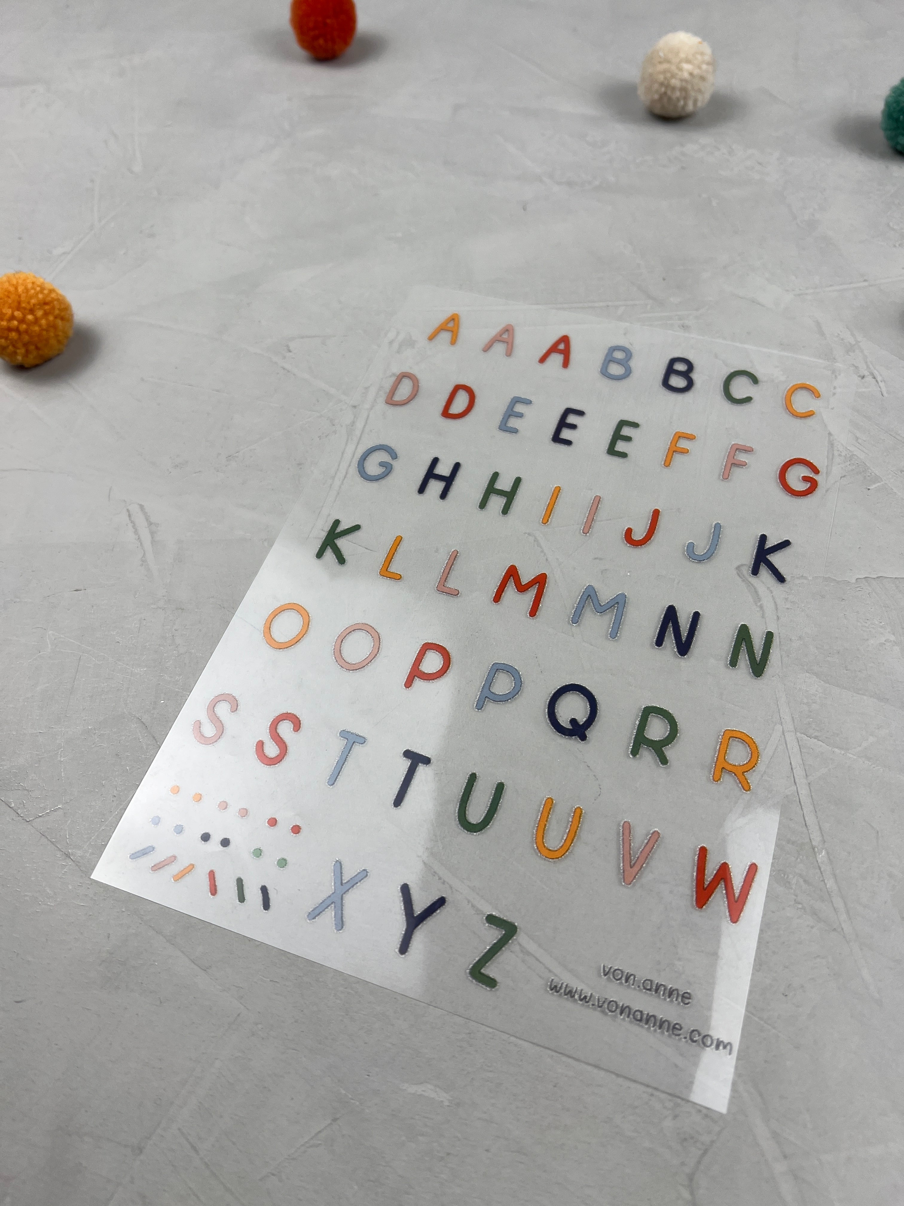 Bügelbildbogen - kleines Alphabet