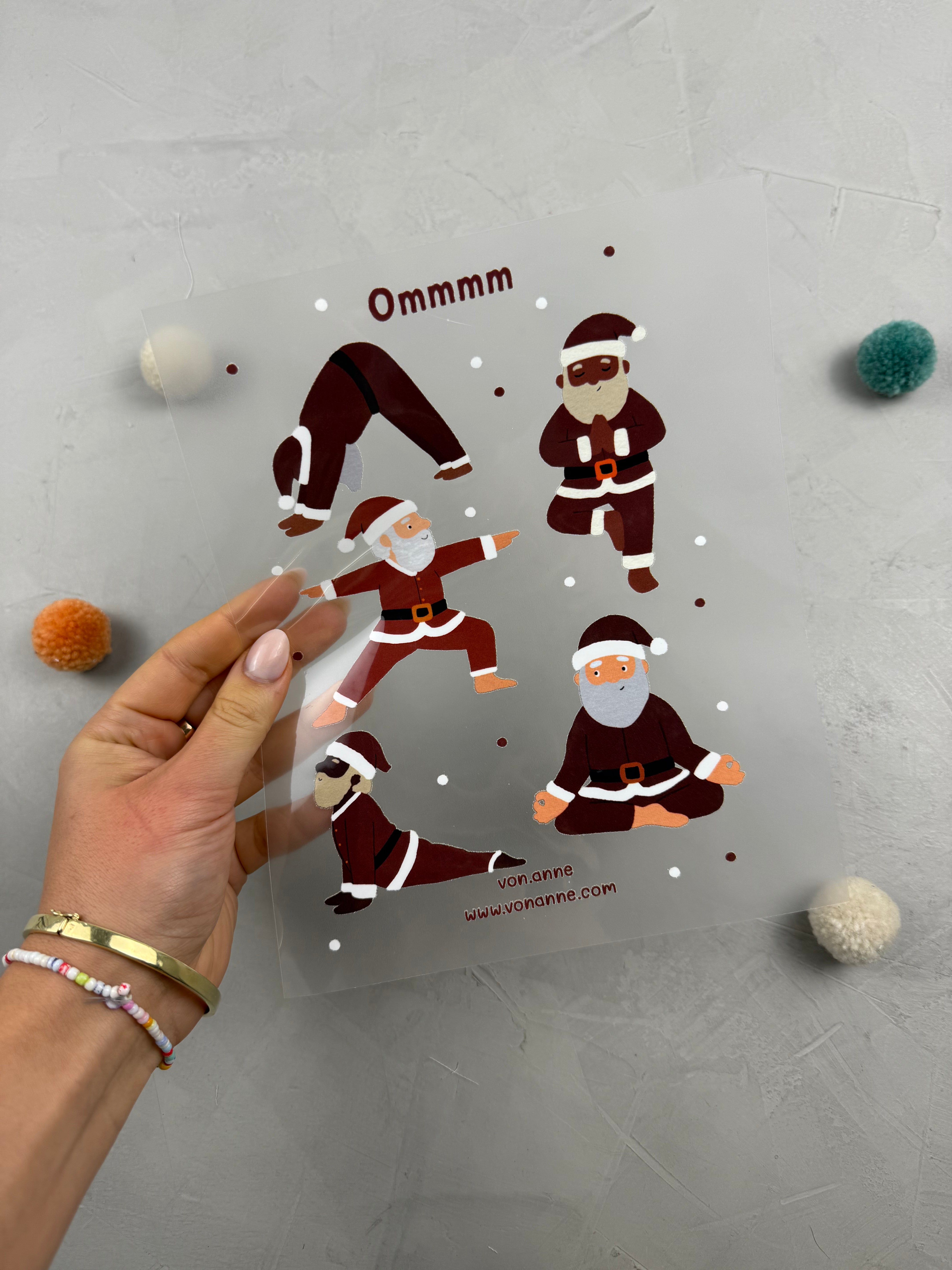 Bügelbildbogen - Yoga Claus