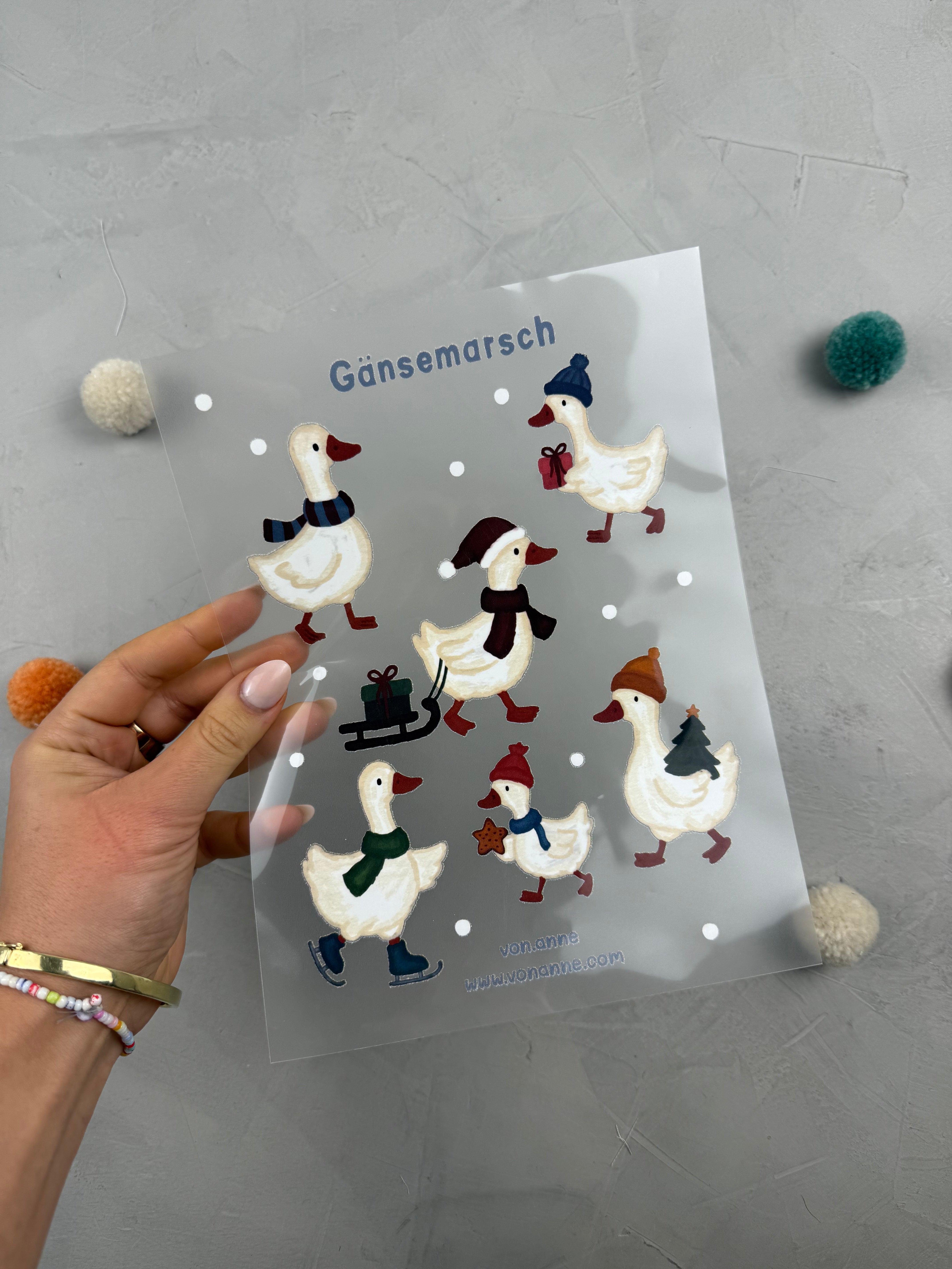 Bügelbildbogen - Gans viel zu tun