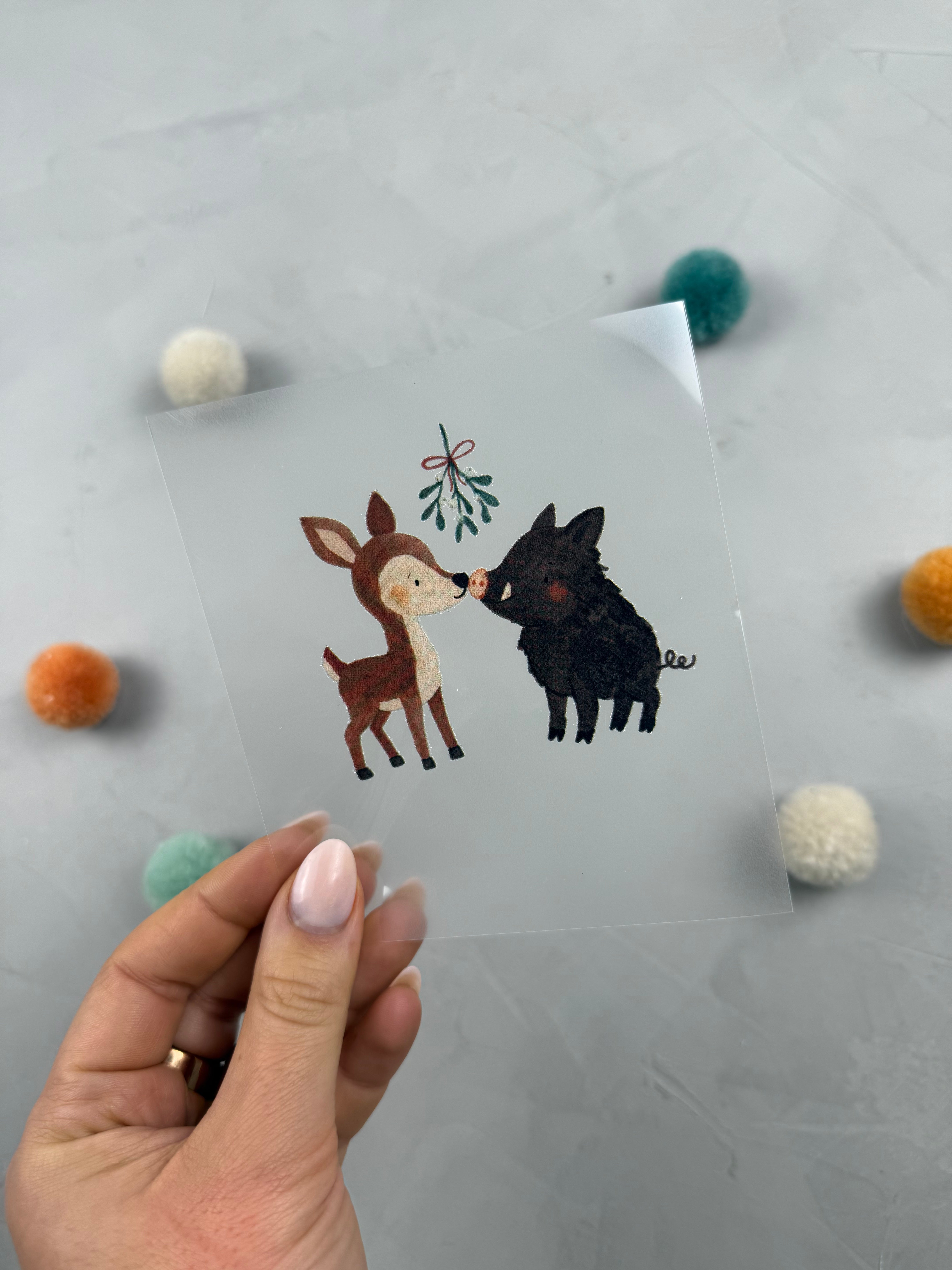 kleines Bügelbild - Under the mistletoe/Reh