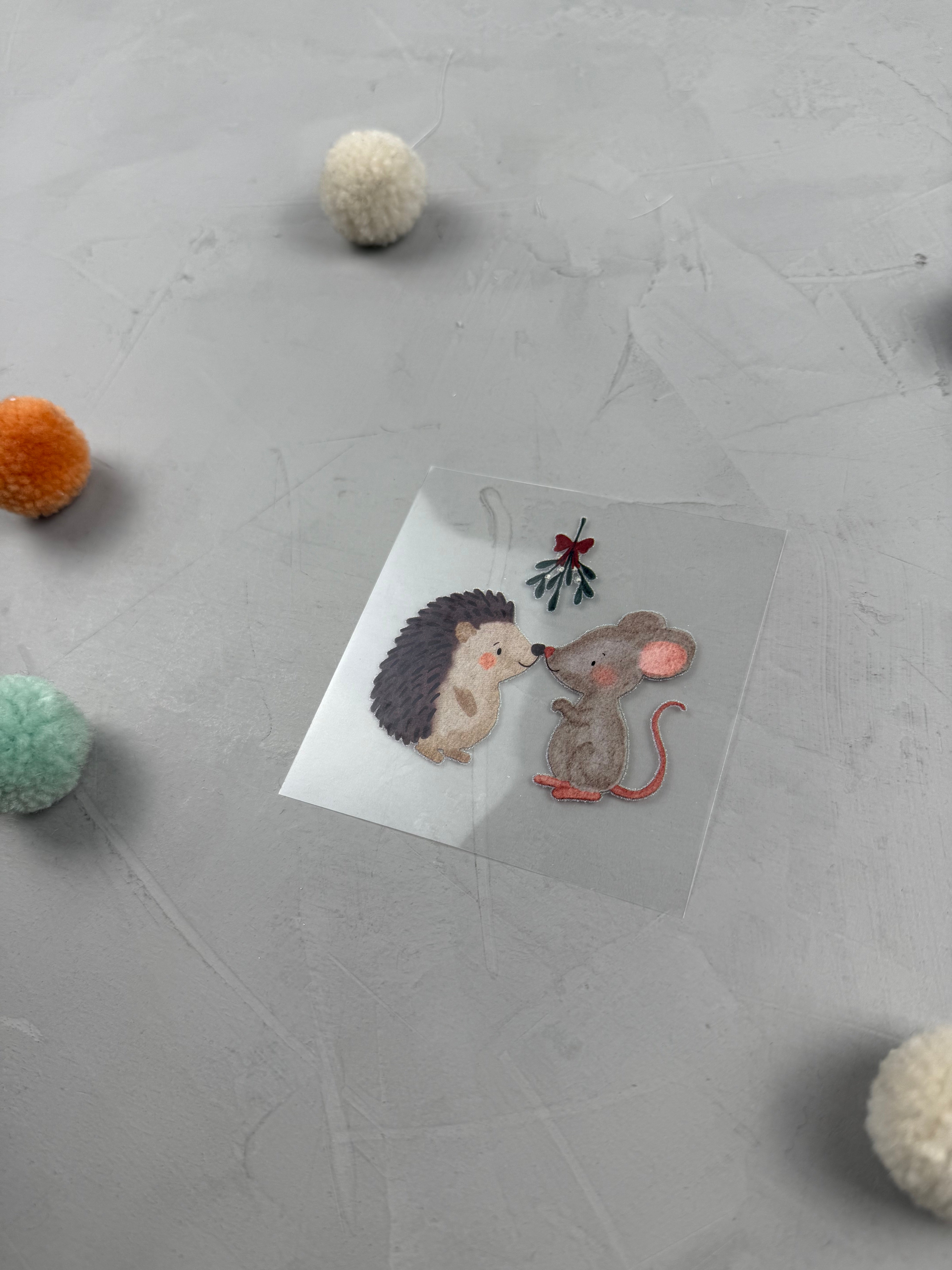 kleines Bügelbild - Under the mistletoe/Igel