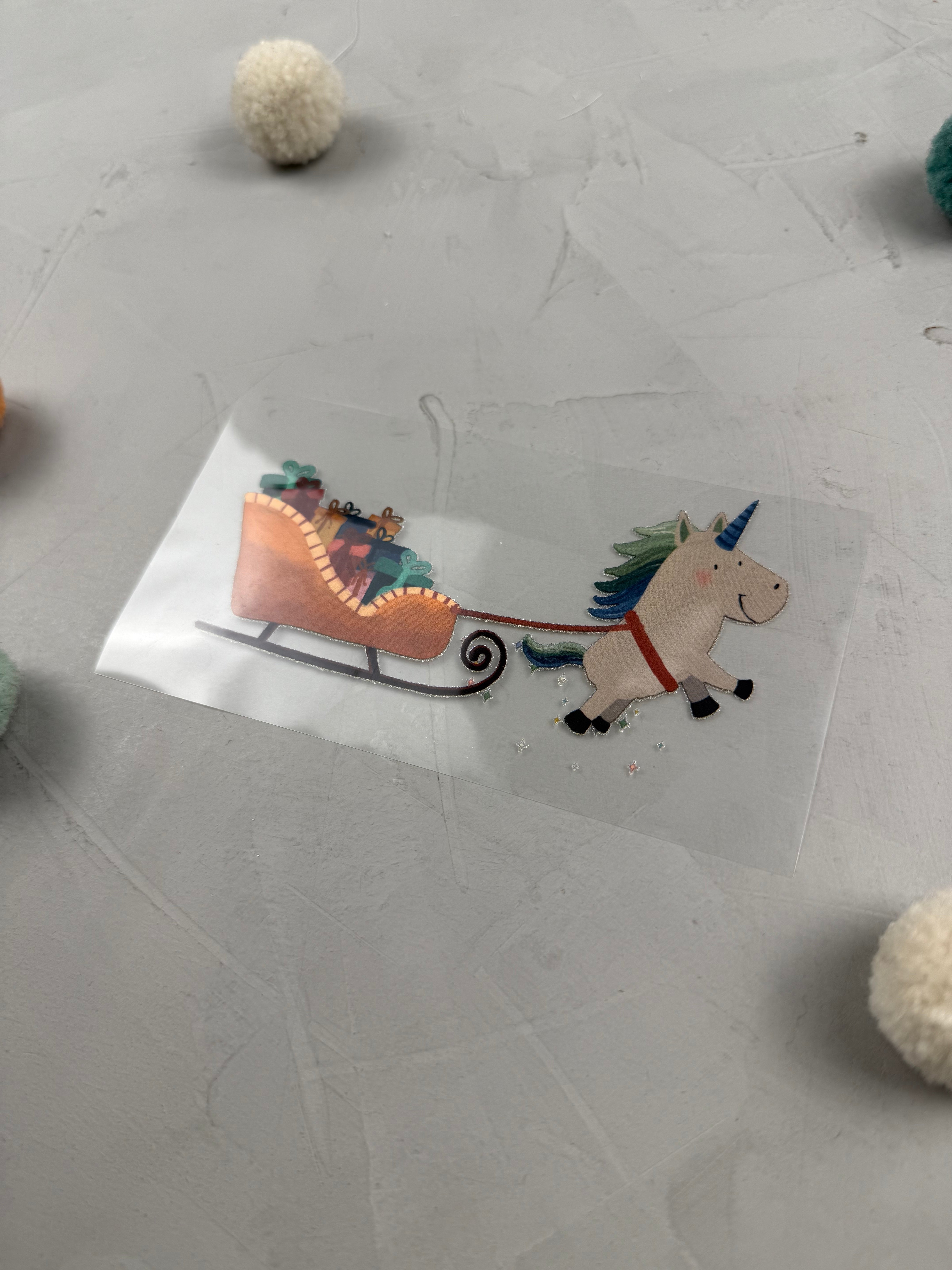 kleines Bügelbild - Wunschhorn/Blau