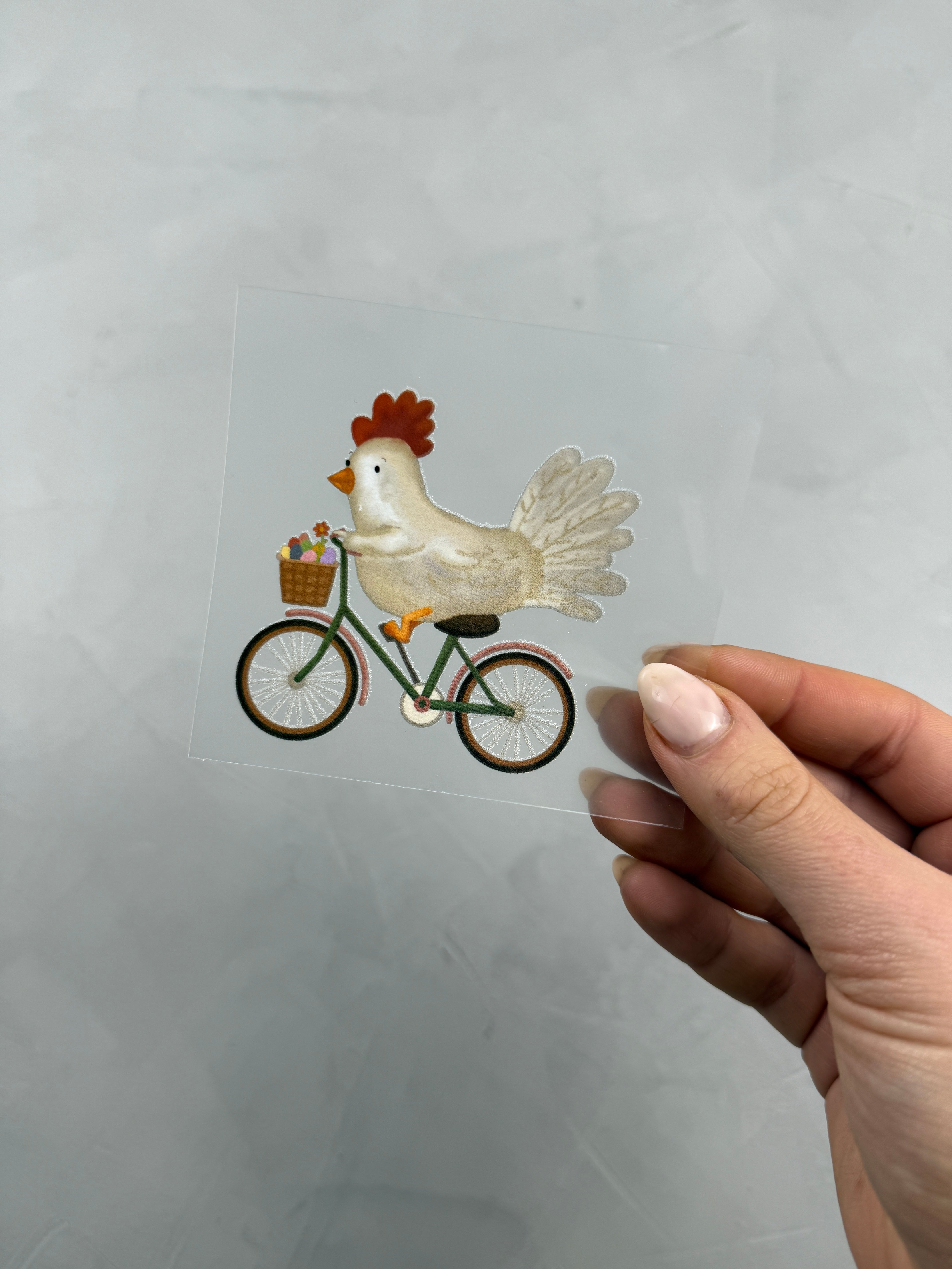 kleines Bügelbild - Raserei/Huhn