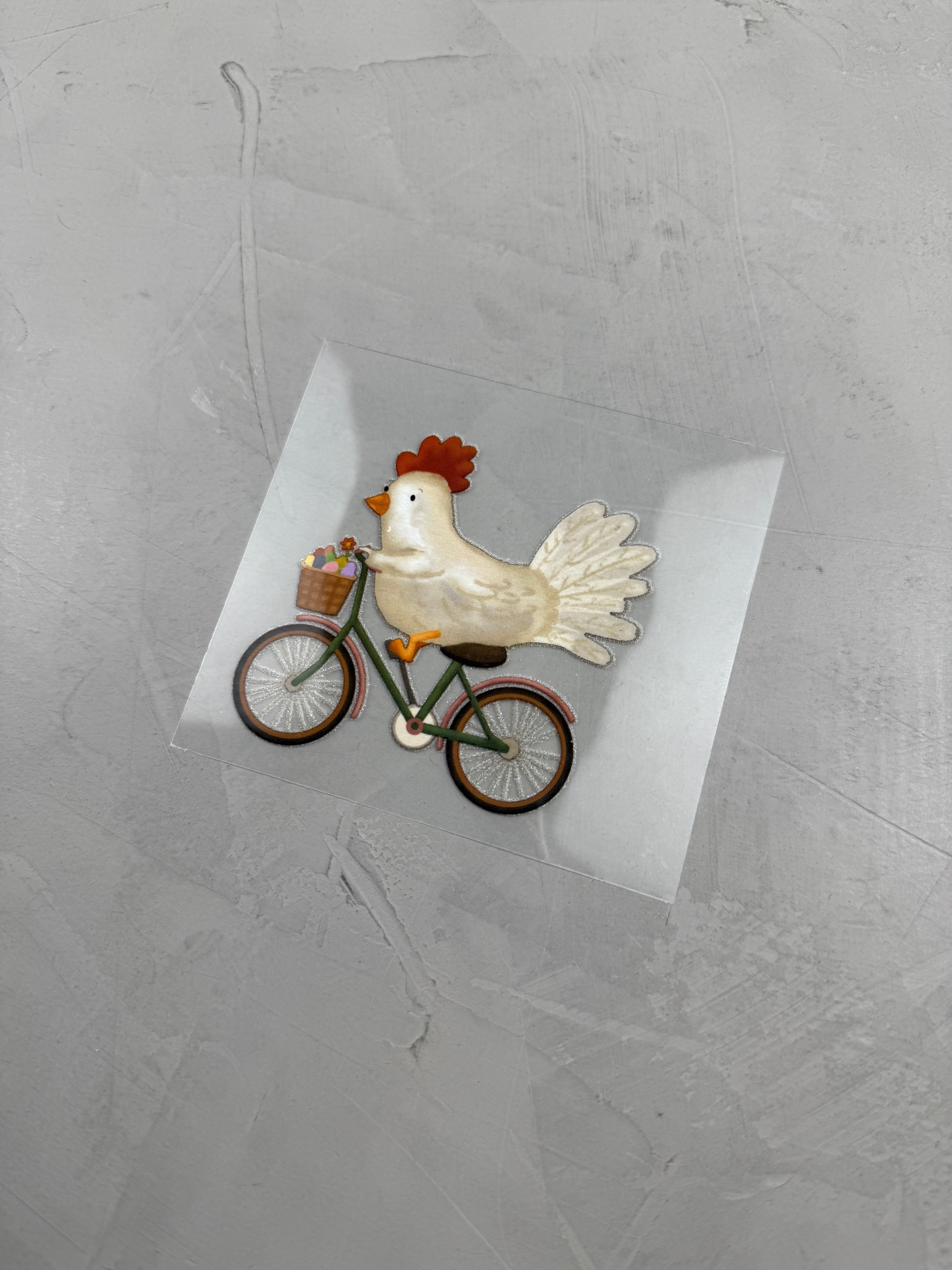 kleines Bügelbild - Raserei/Huhn