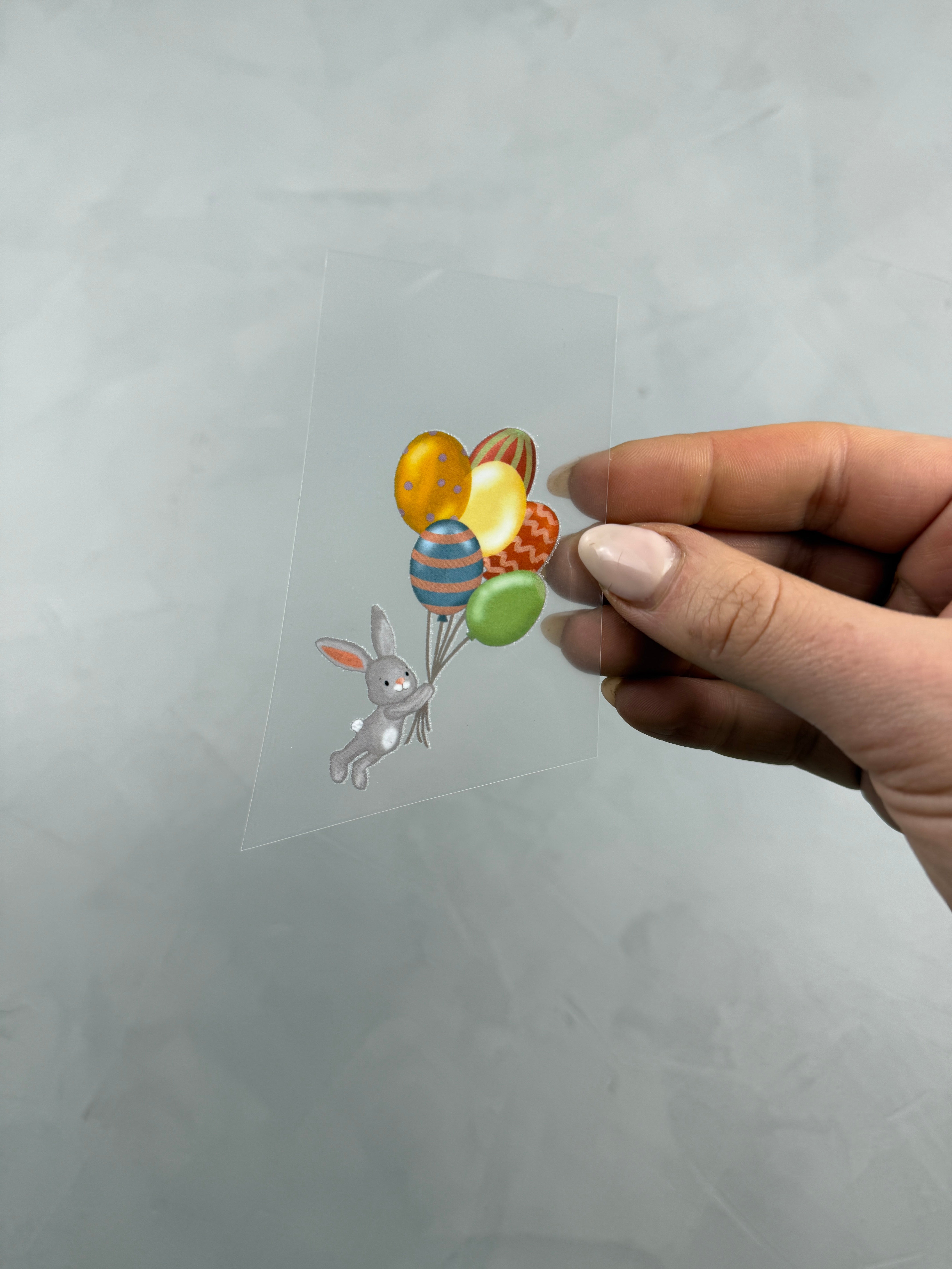 kleines Bügelbild - Ei believe I can fly/grauer Hase