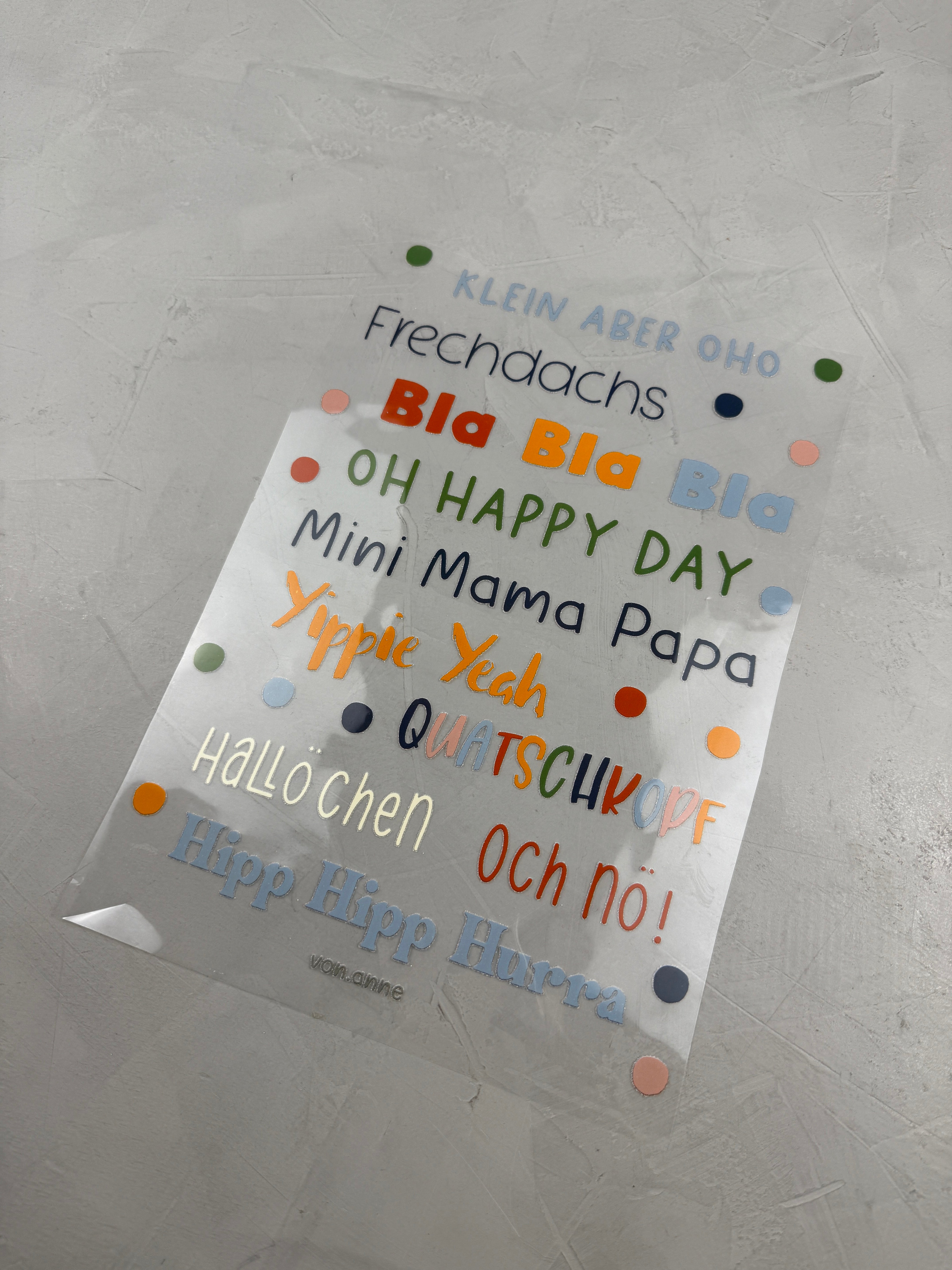 Bügelbild "bunte Sprüche"