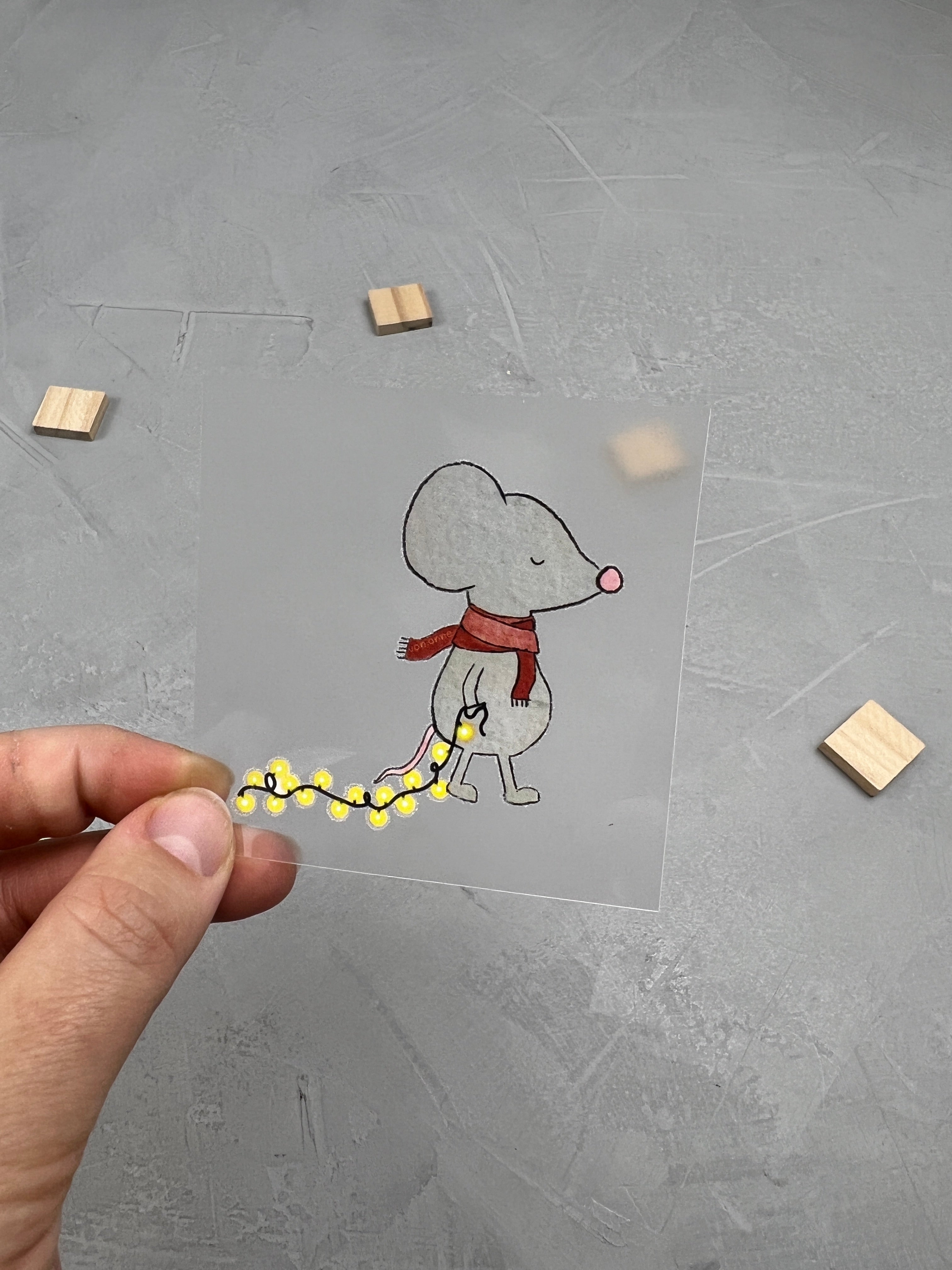 kleines Bügelbild - Mucksmäuschenstill/Schal