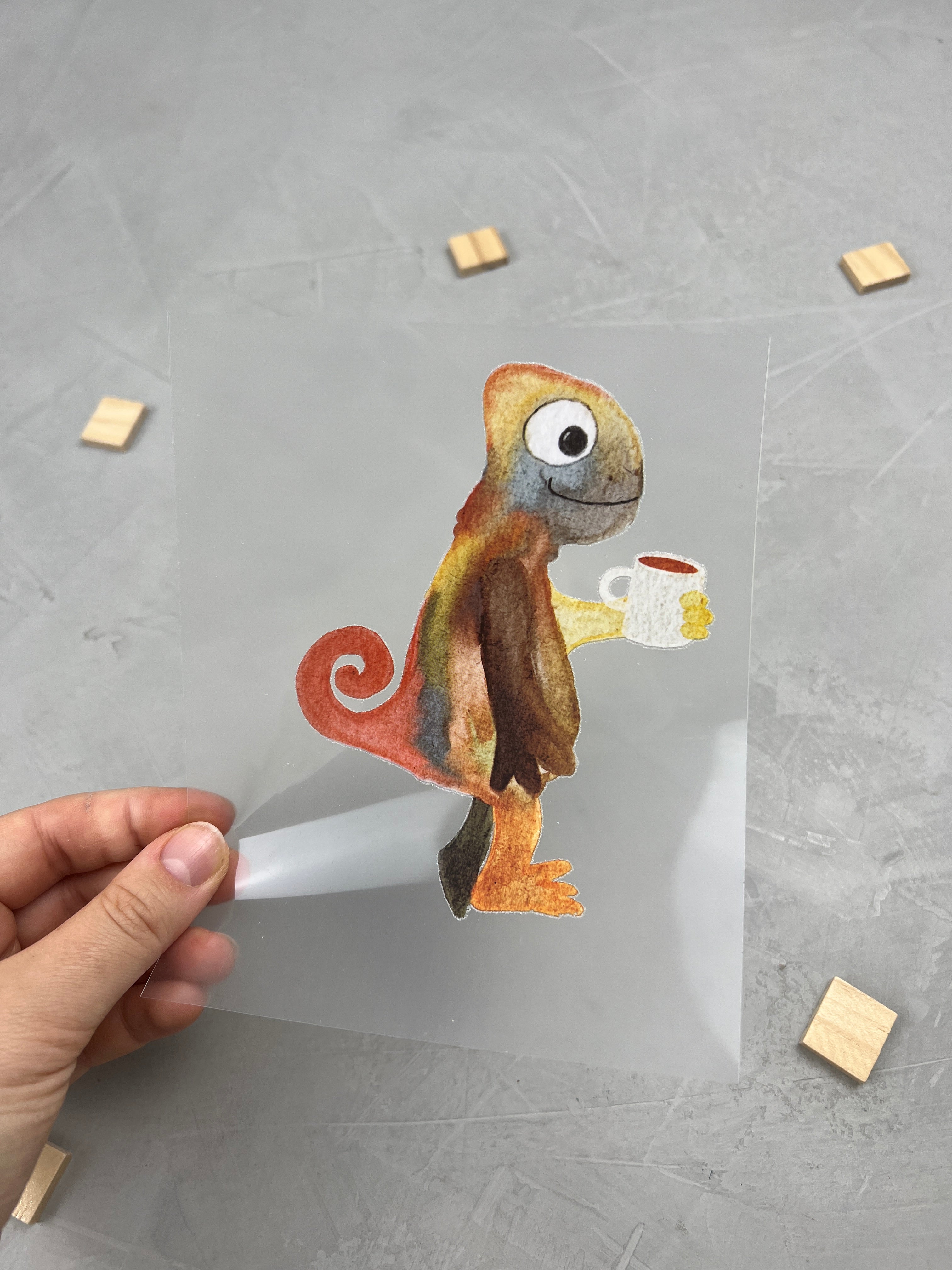 großes Bügelbild - Kaffeeleon