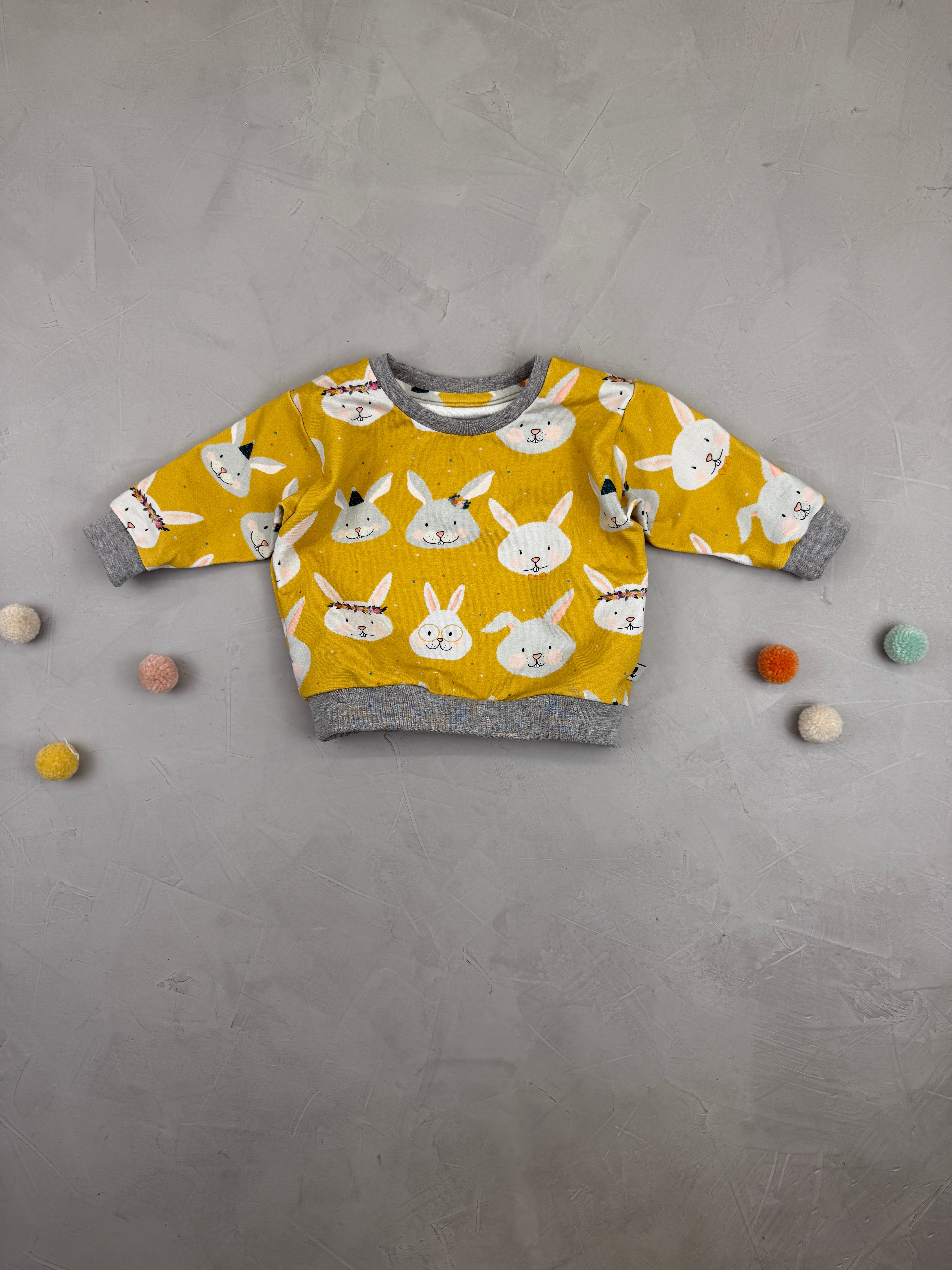 Oversize Sweater - Hasen-WG/Senfgelb (6-9 M)