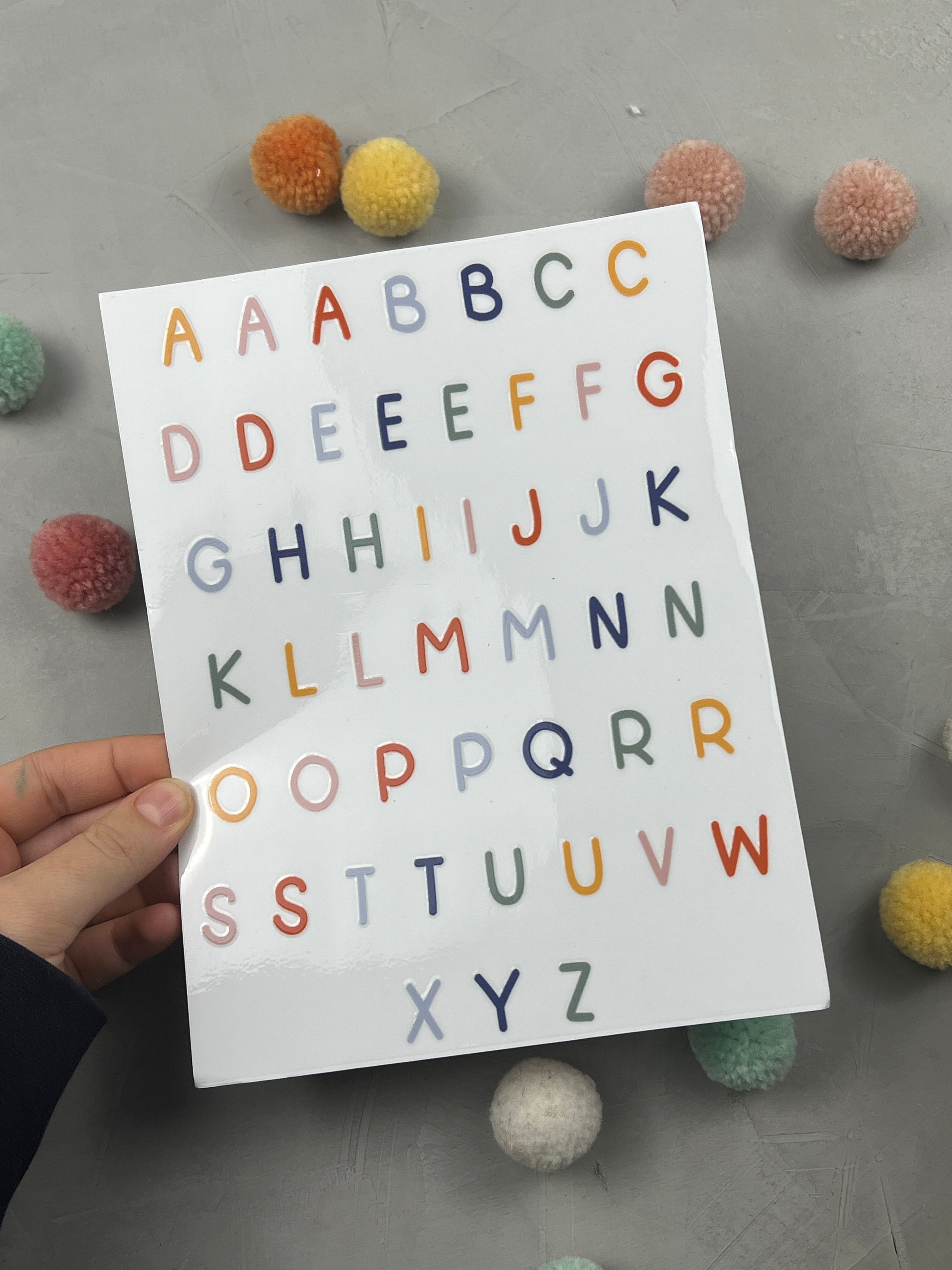 Glas-Sticker-Bogen - Alphabet