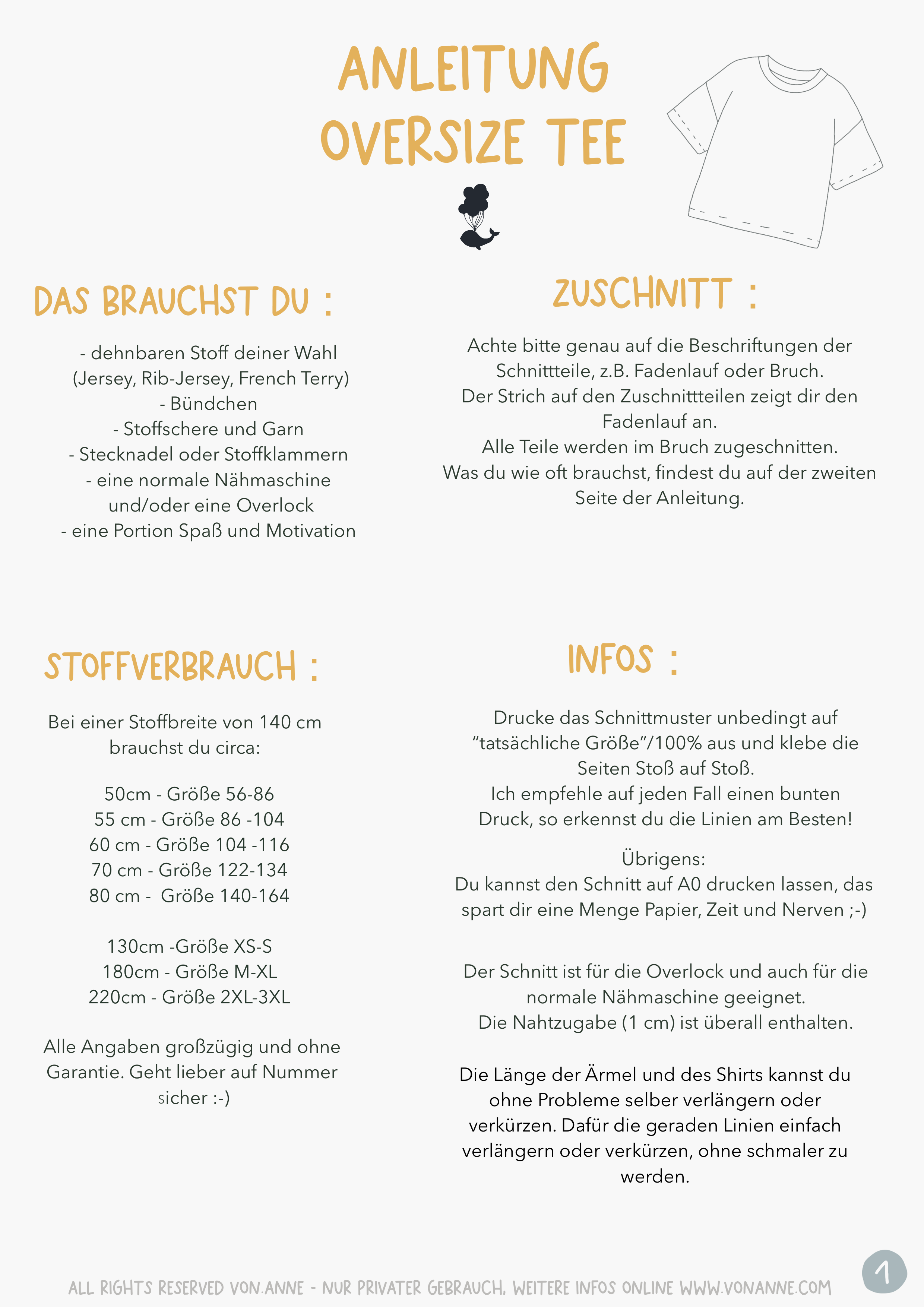 digitales Schnittmuster - Oversize Tee/Erwachsene
