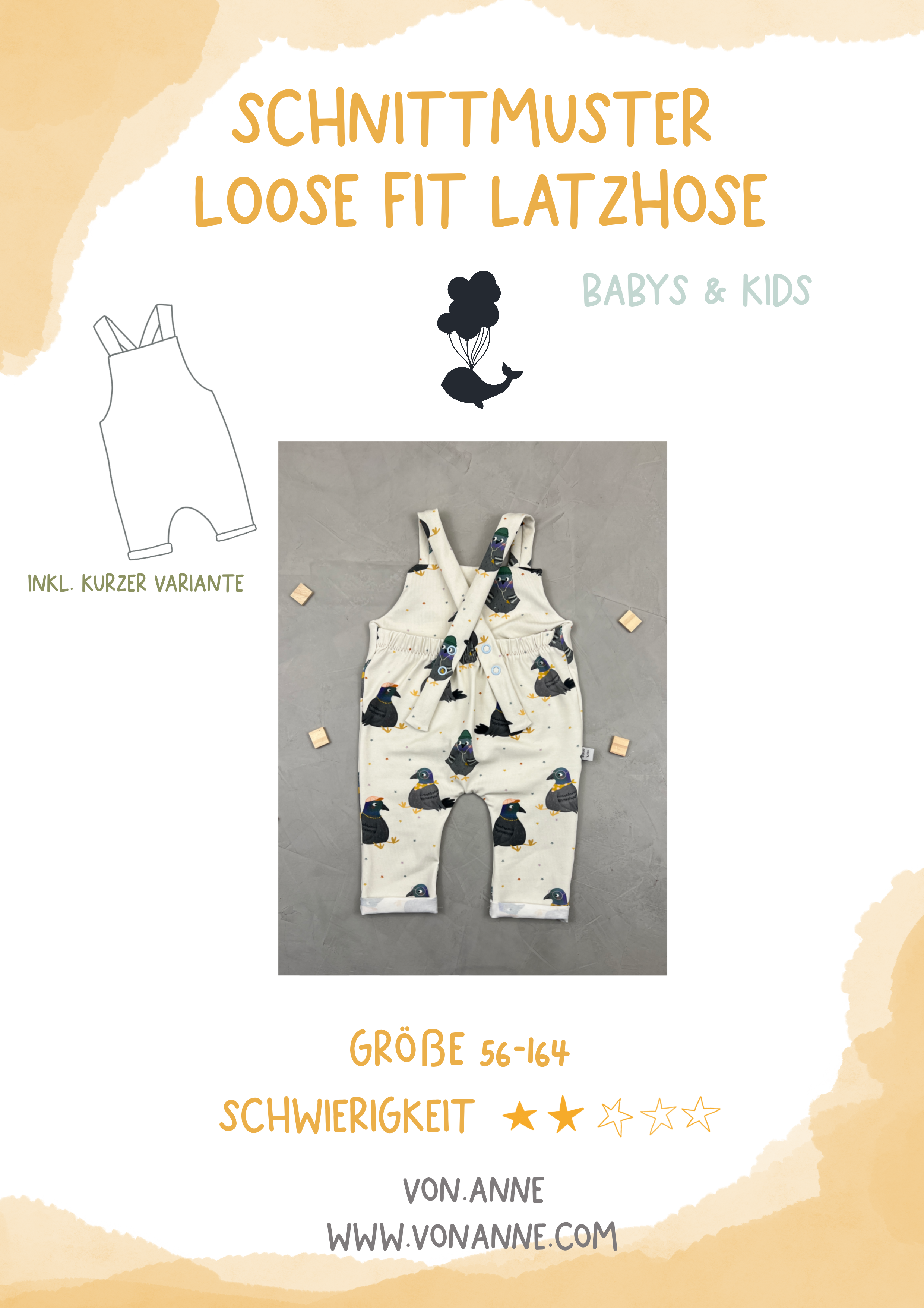 digitales Schnittmuster - Loose Fit Latzhose