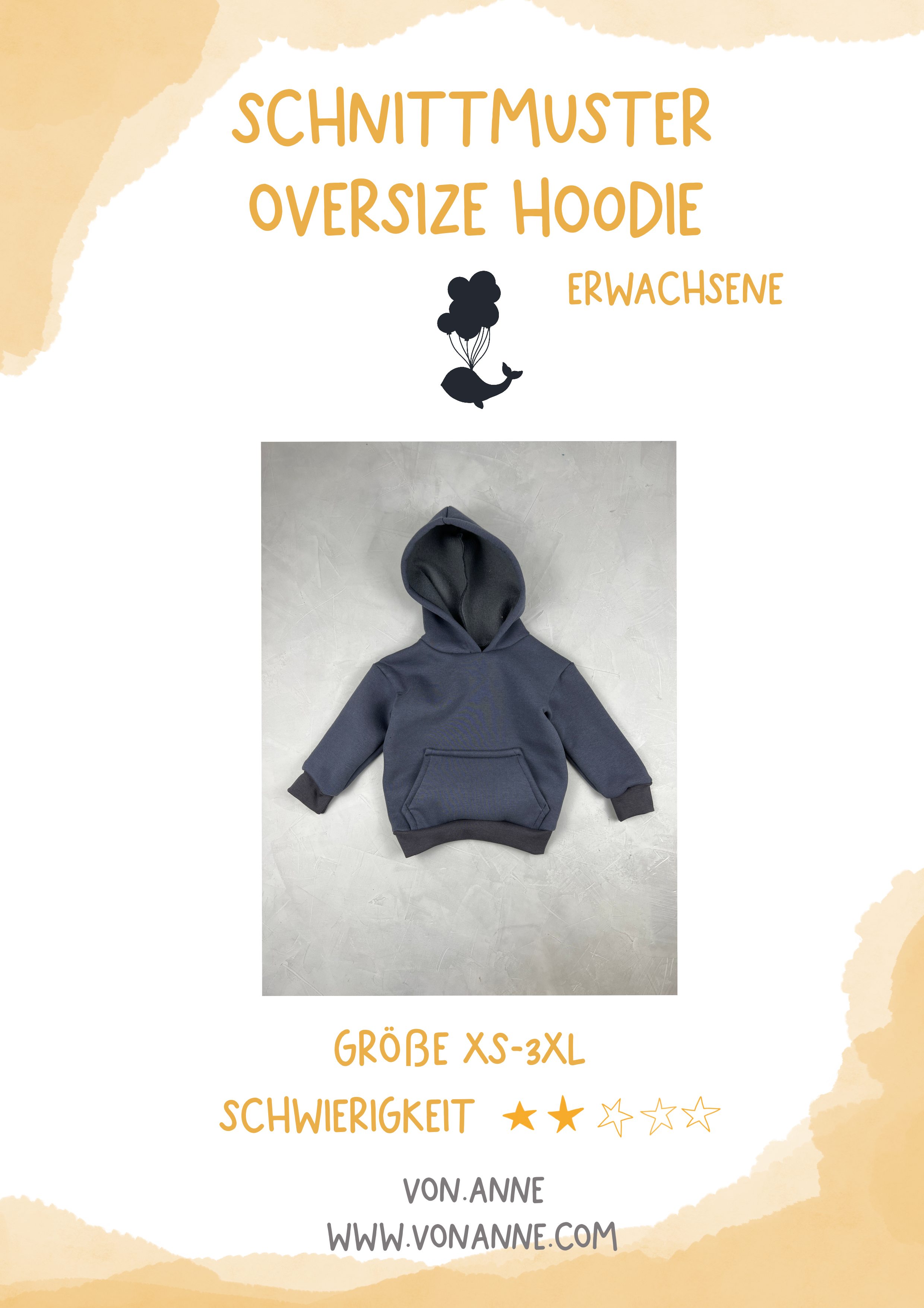 digitales Schnittmuster - Oversize Hoodie/Erwachsene