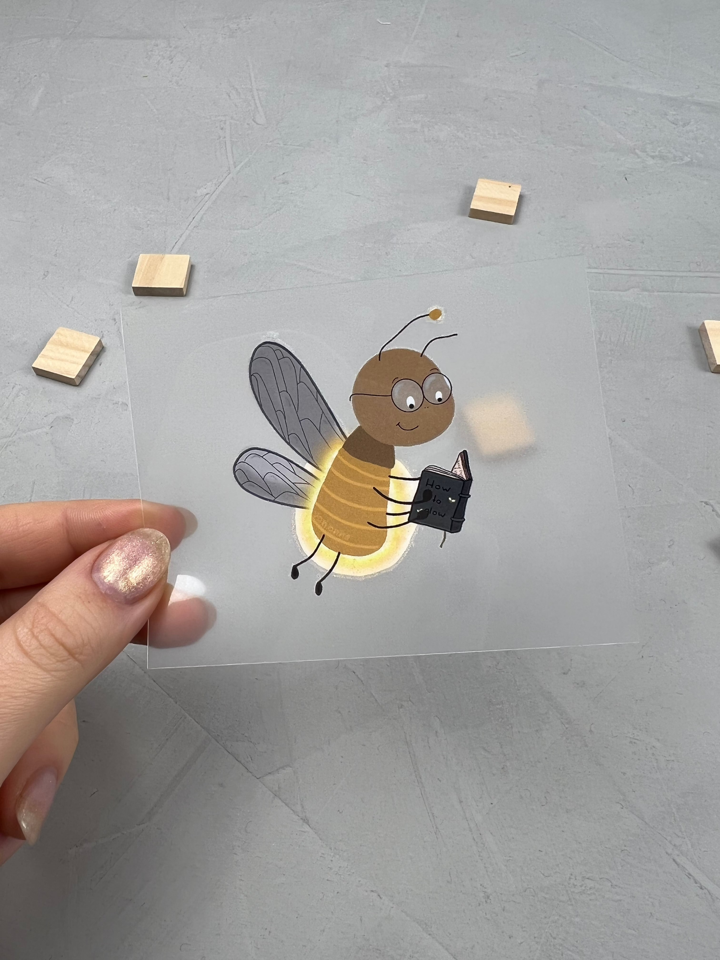 kleines Bügelbild - How to glow/blaues Buch