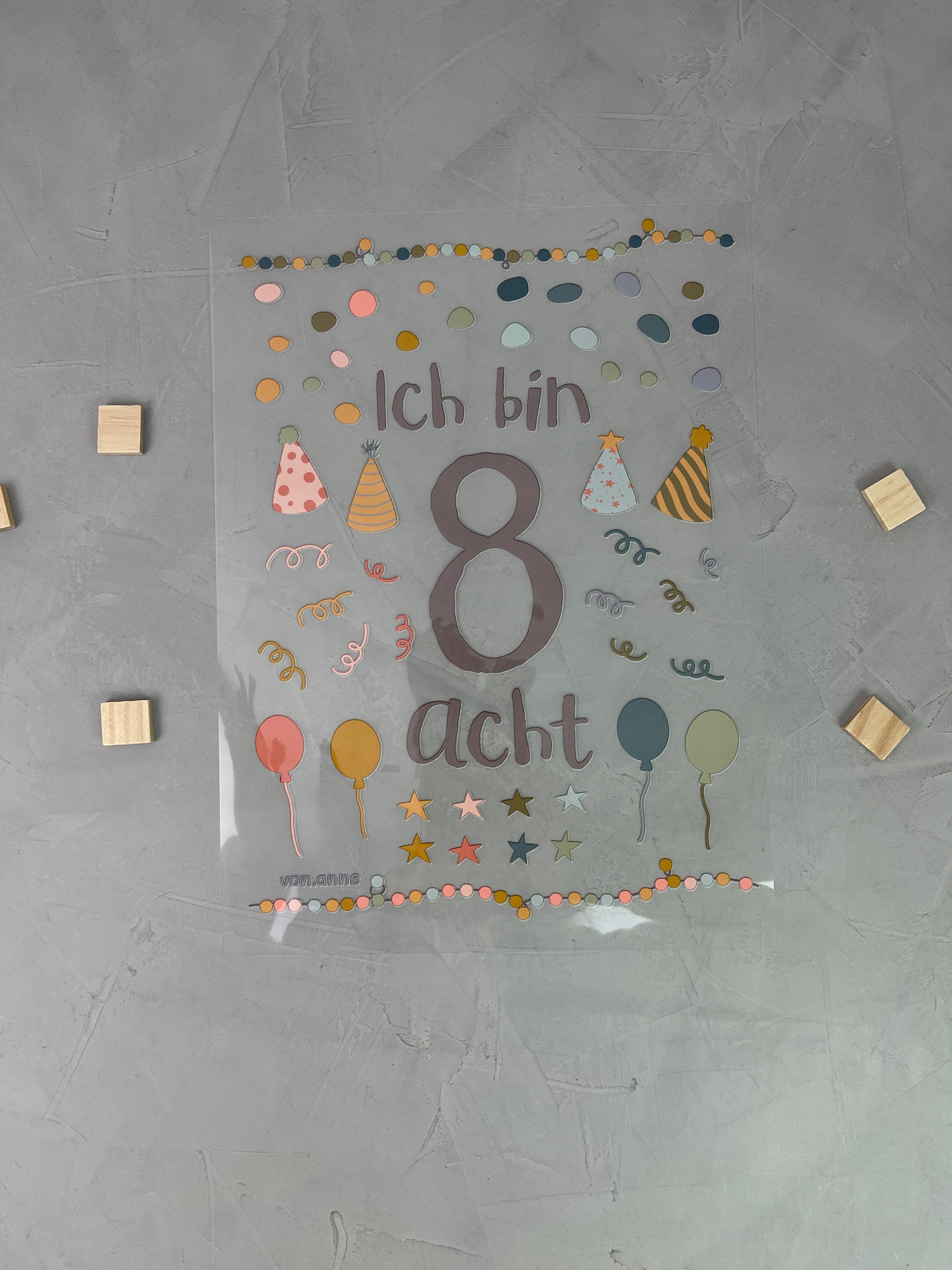 Geburtstagsbügelbild "8. Geburtstag"