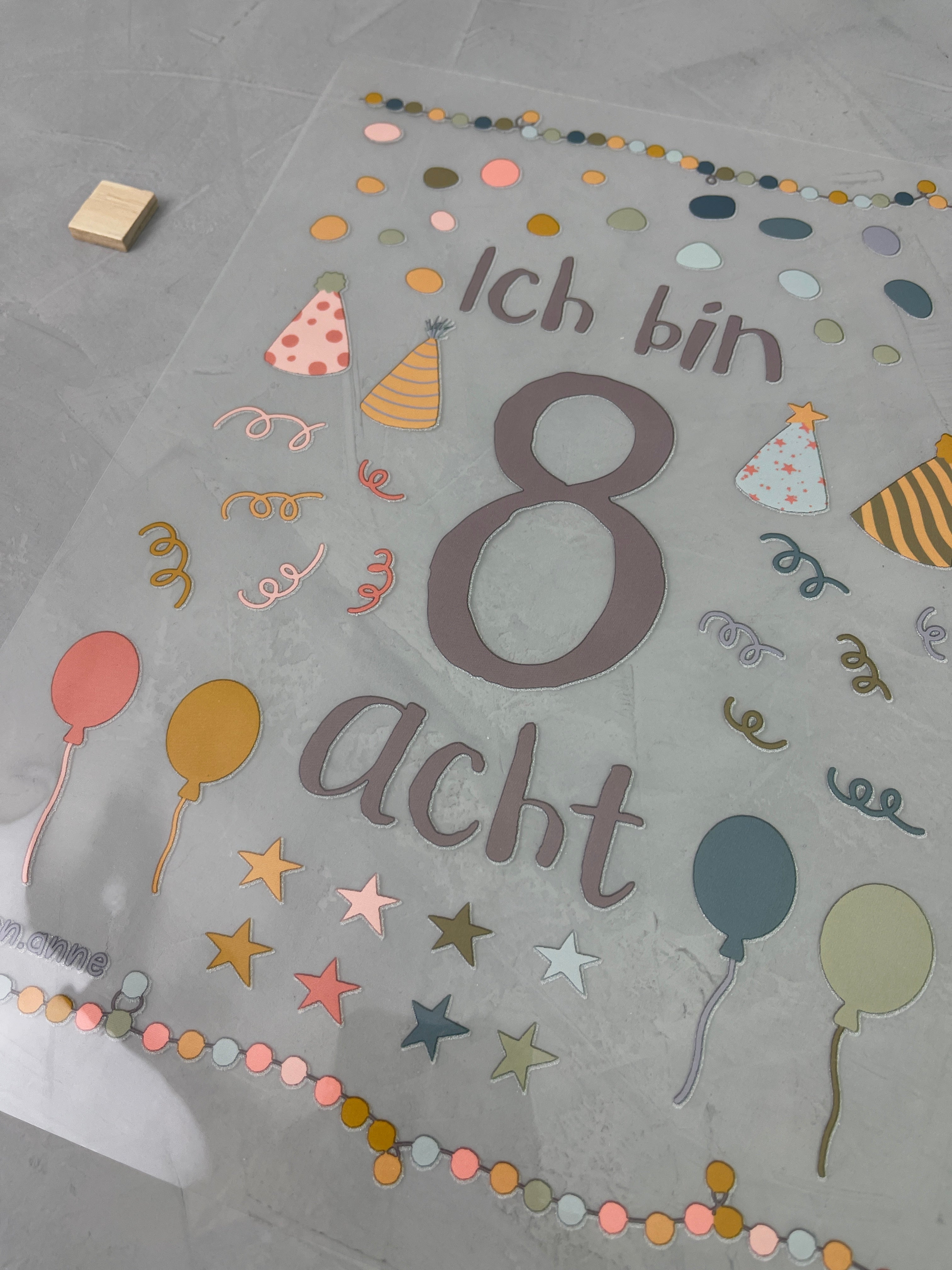 Geburtstagsbügelbild "8. Geburtstag"