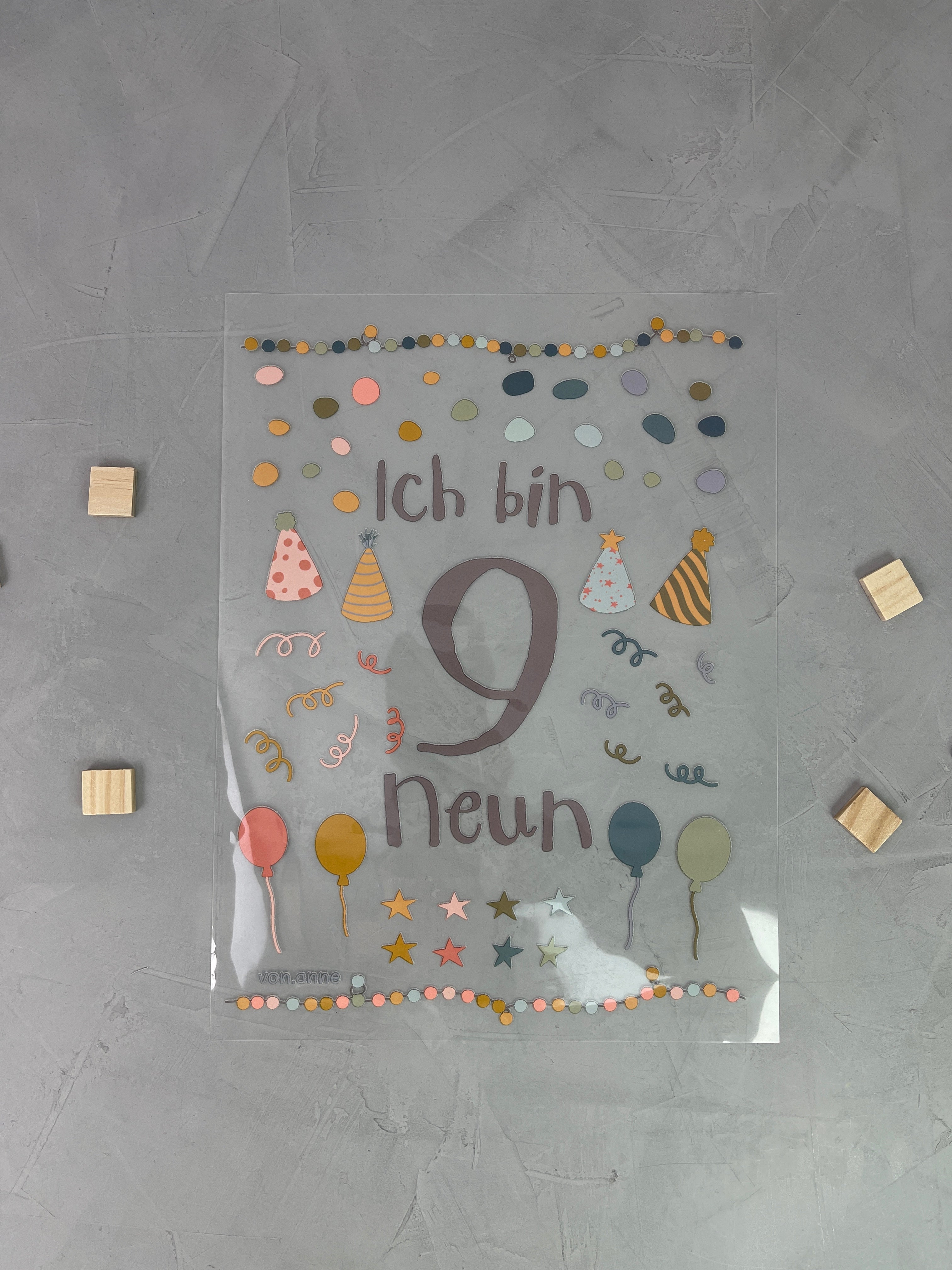 Geburtstagsbügelbild "9. Geburtstag"