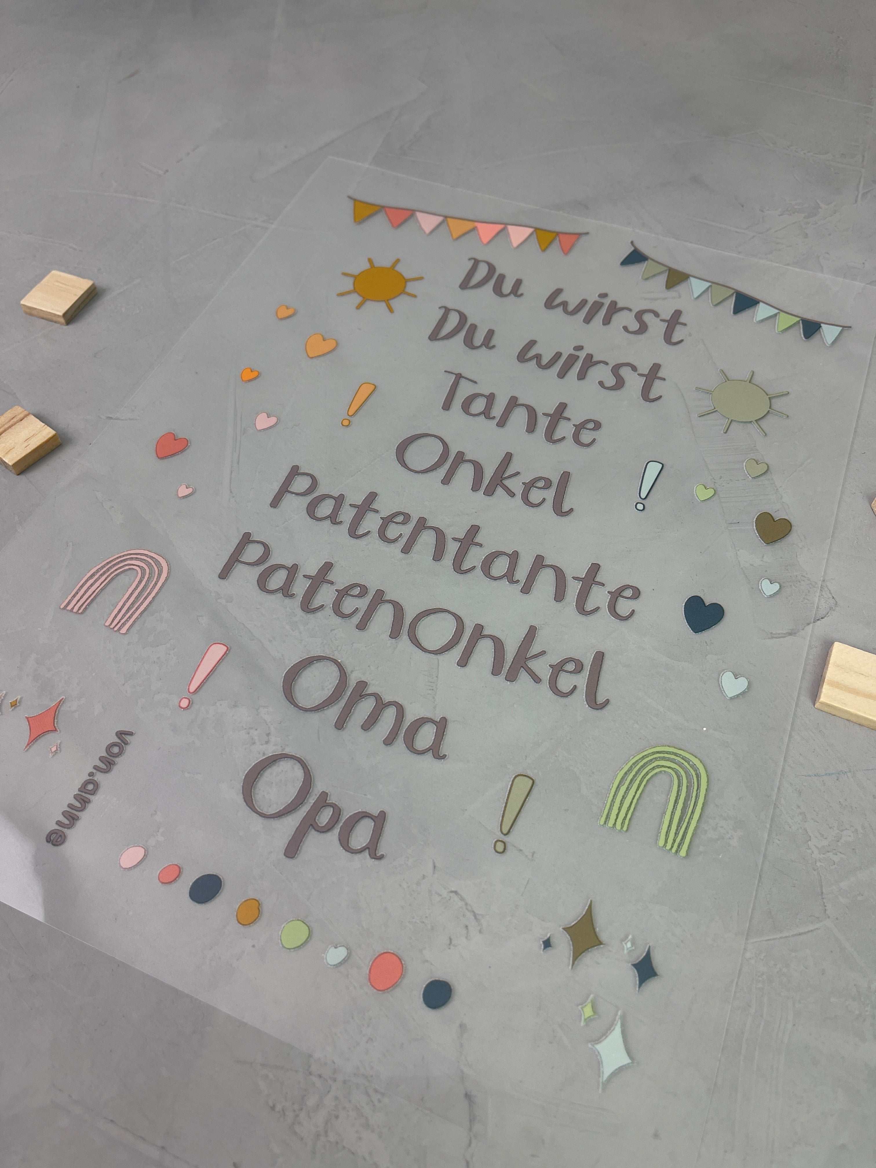 Bügelbild "Oma/Opa/Tante/Onkel/Paten"