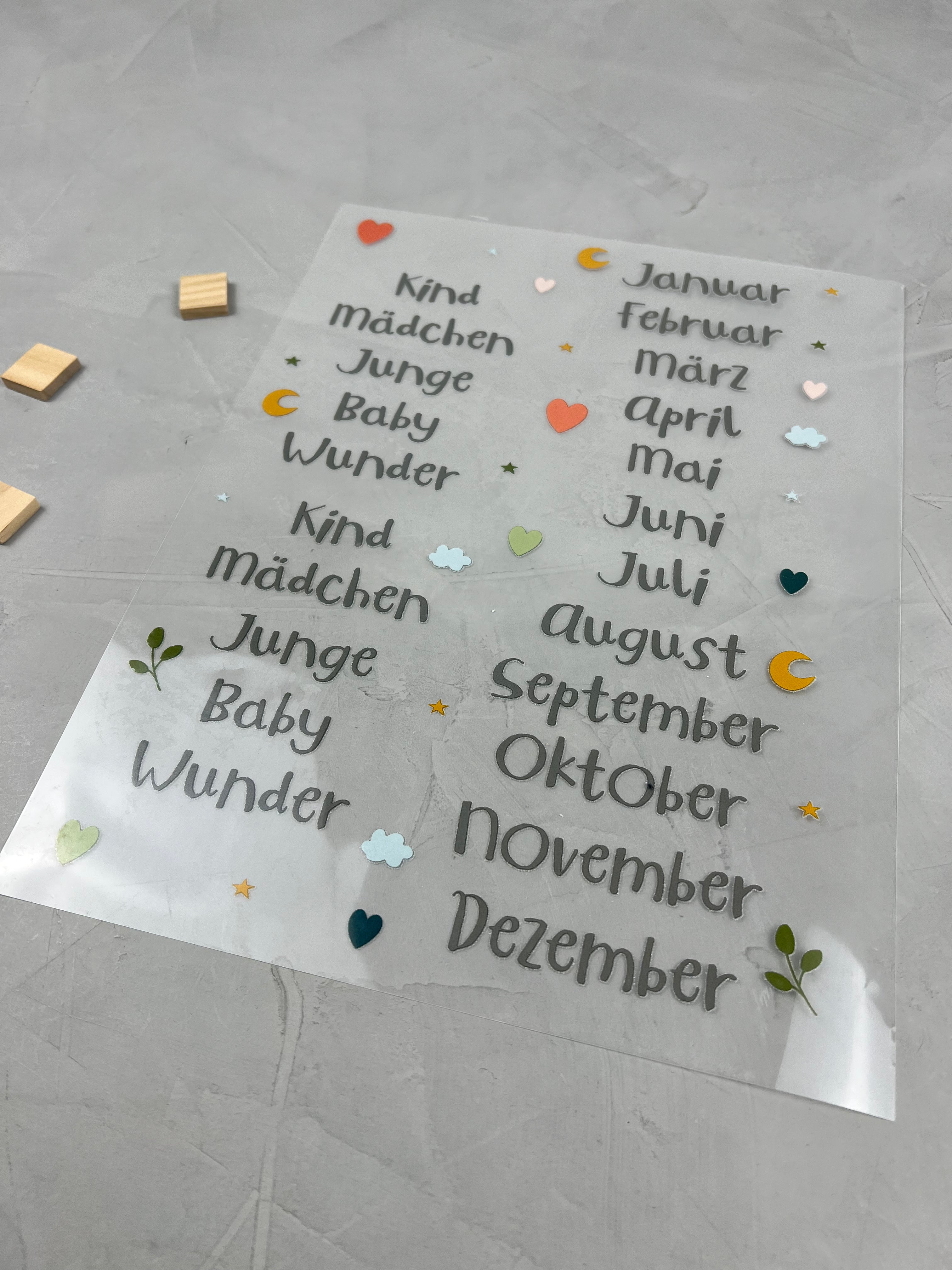 Bügelbild "Monate und Namen"