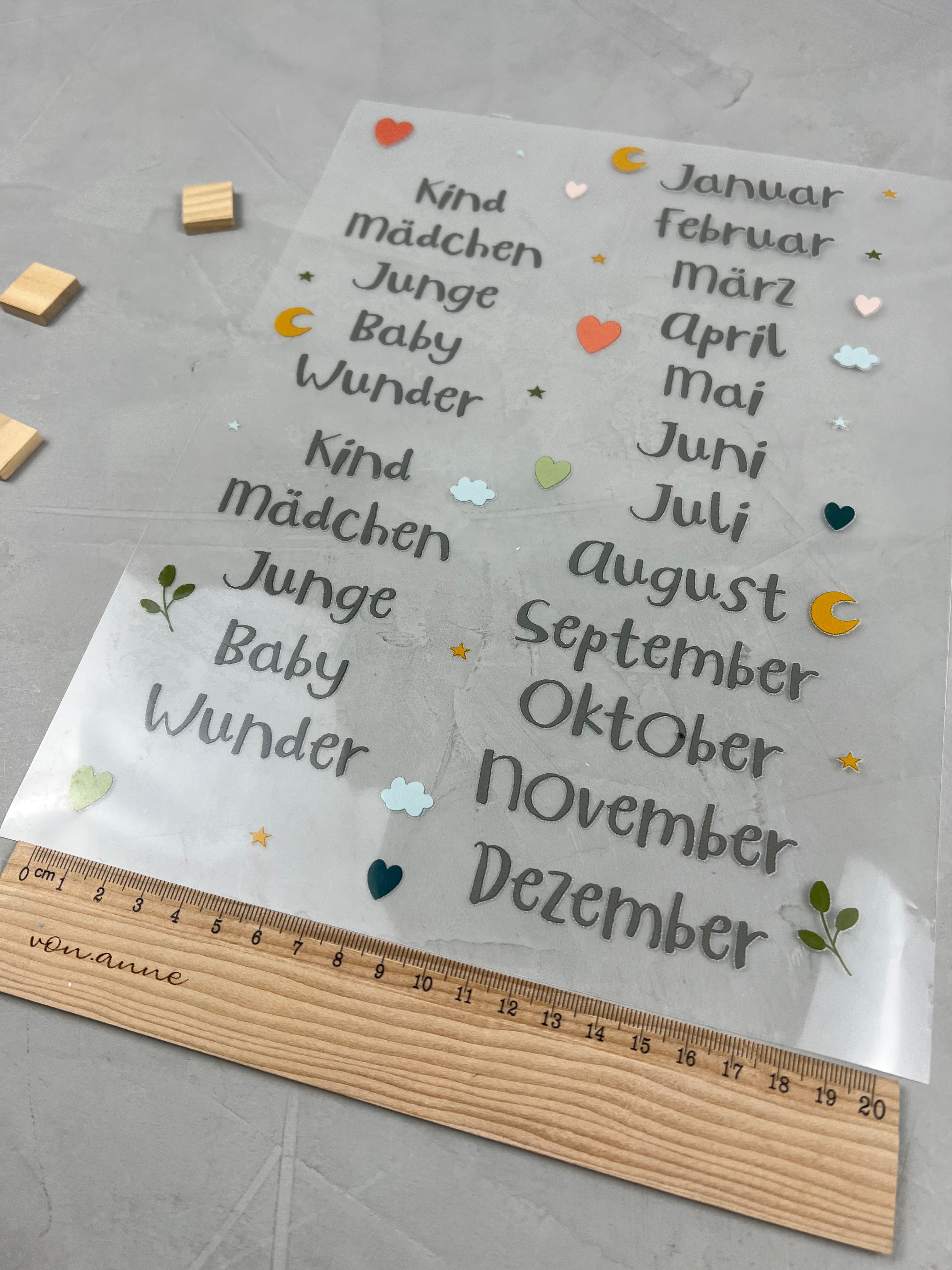 Bügelbild "Monate und Namen"