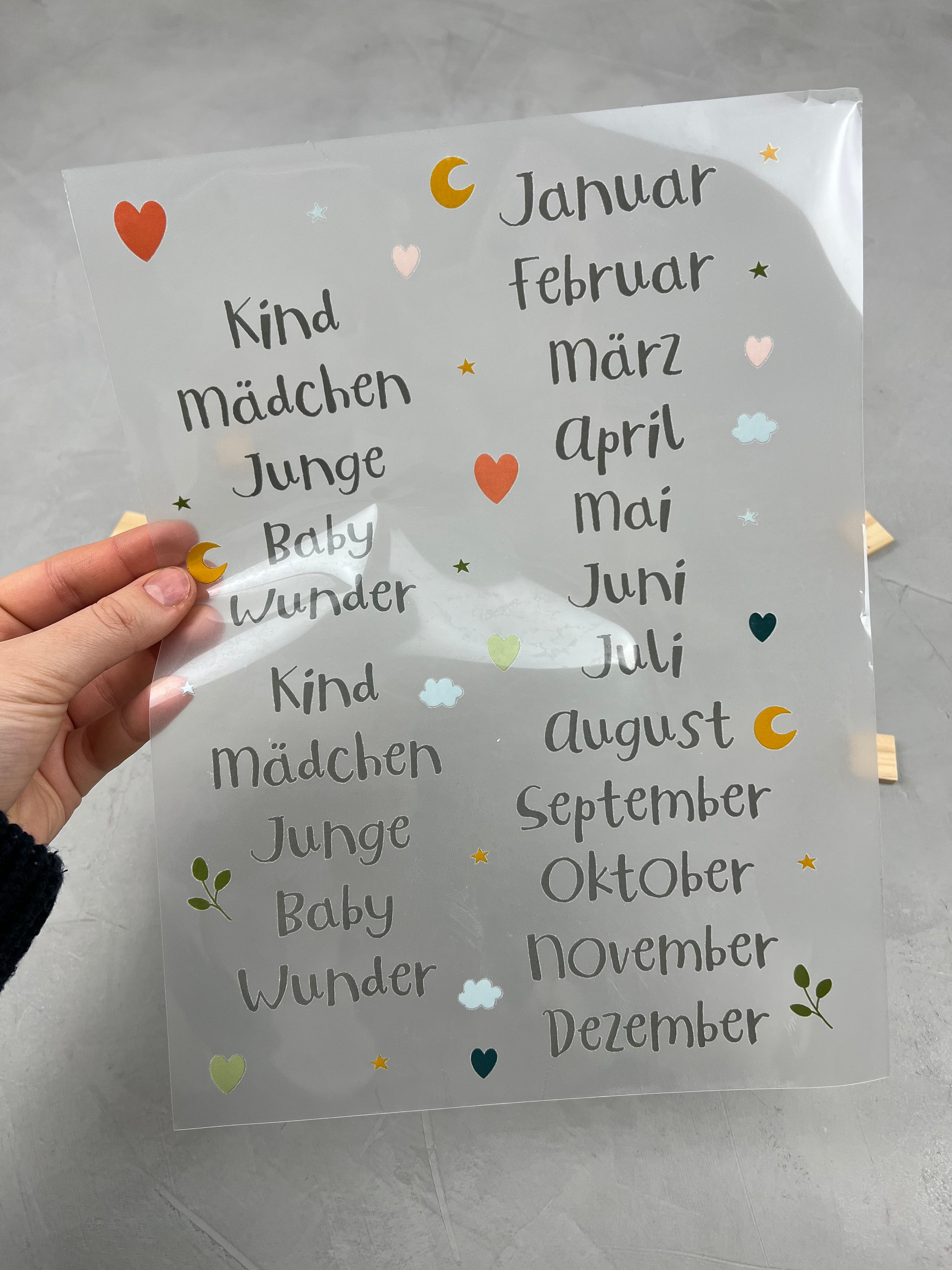 Bügelbild "Monate und Namen"