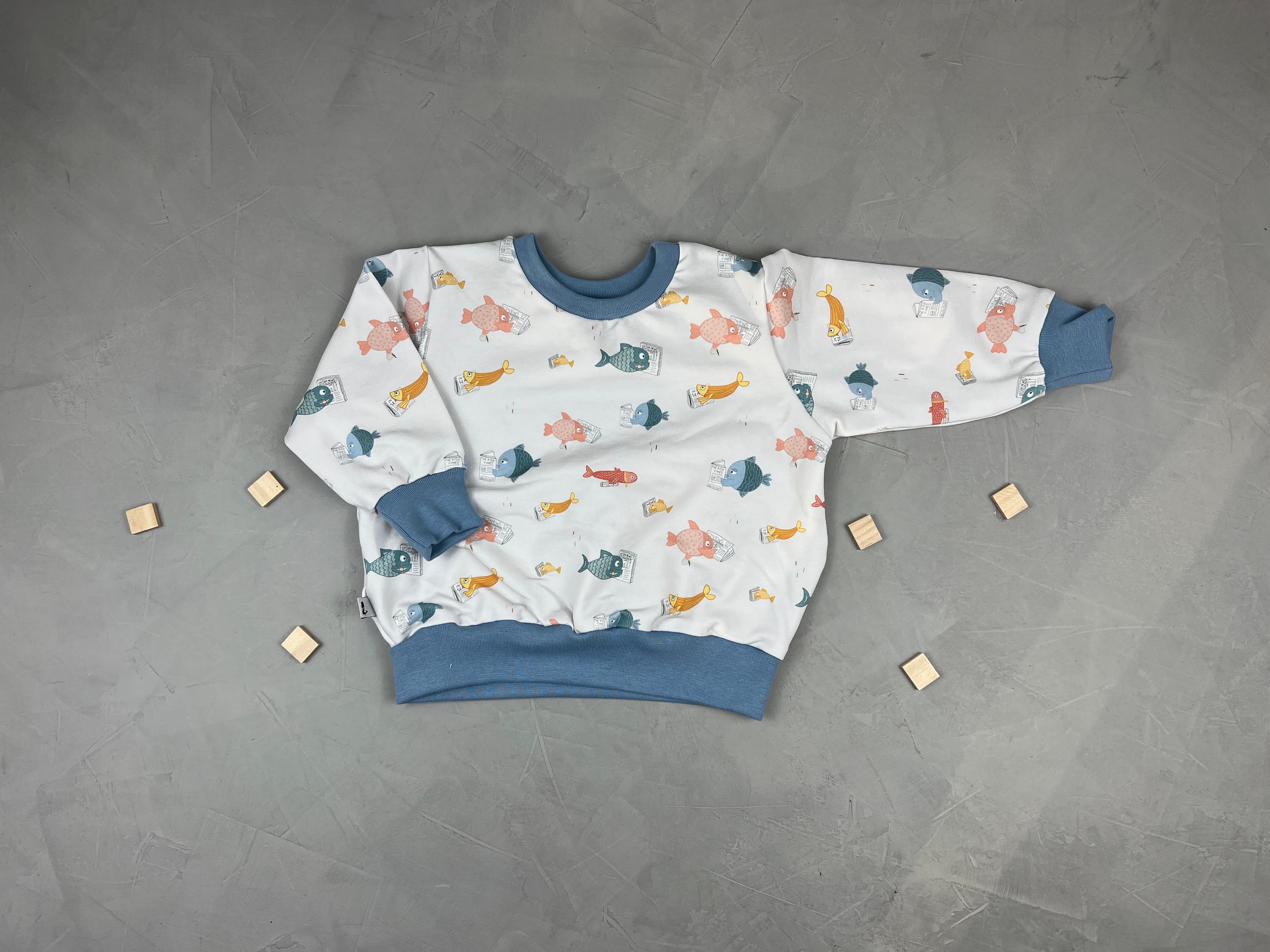 Vintage Sweater - Zeitungsfische (9-12 M)