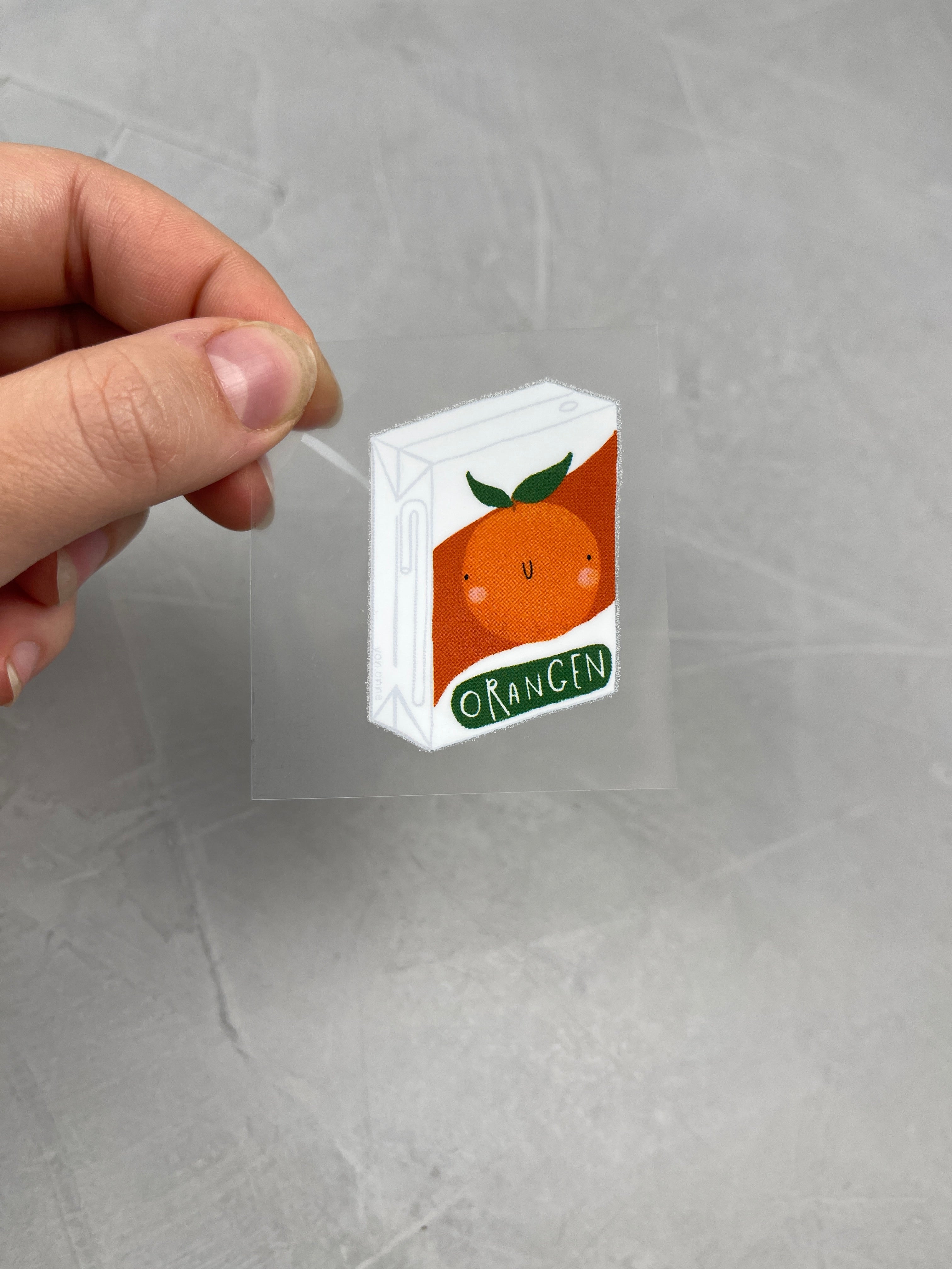 kleines Bügelbild - Saftladen/Orange