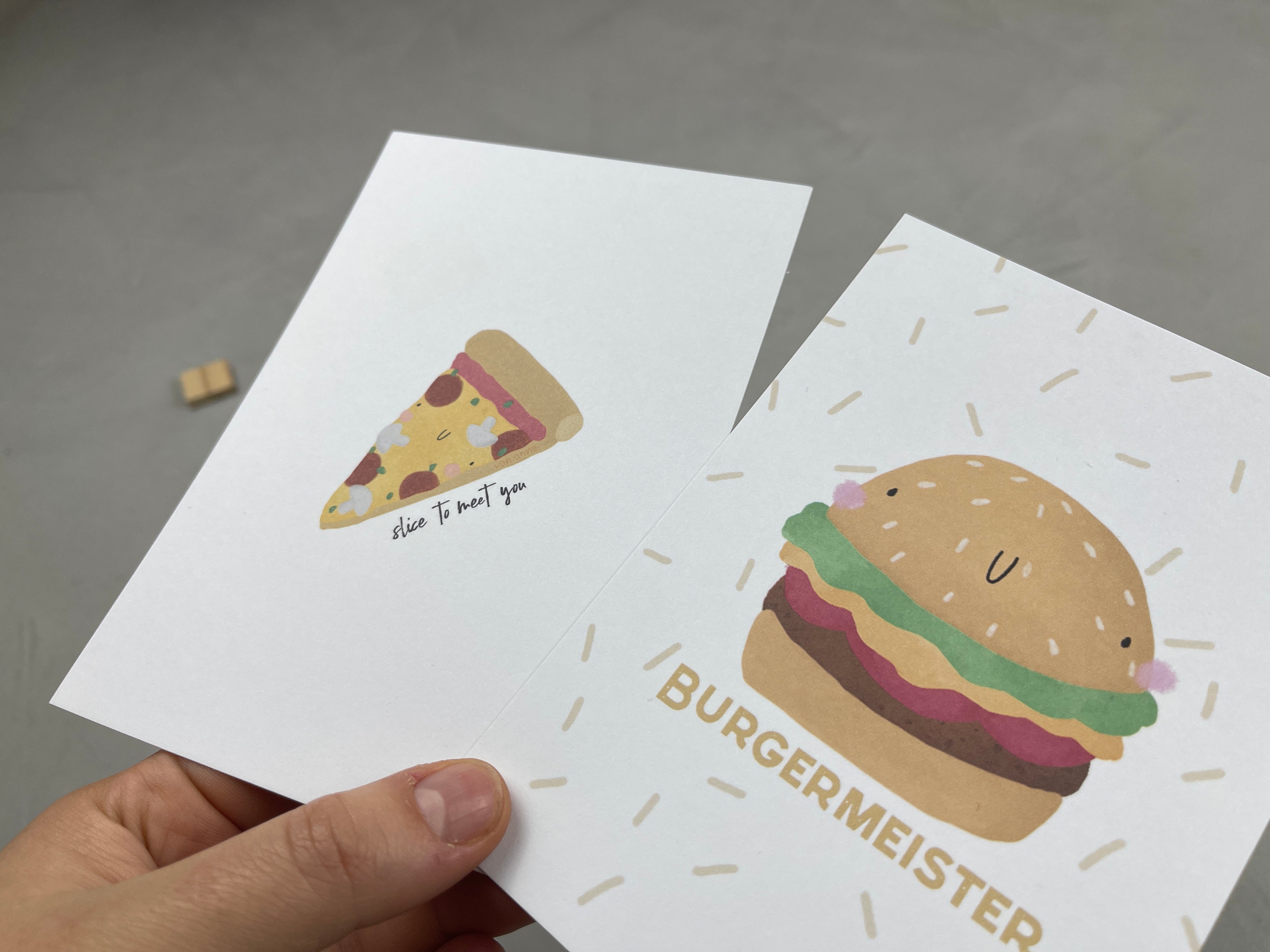 Postkarten 2er Set: Burger & Pizza
