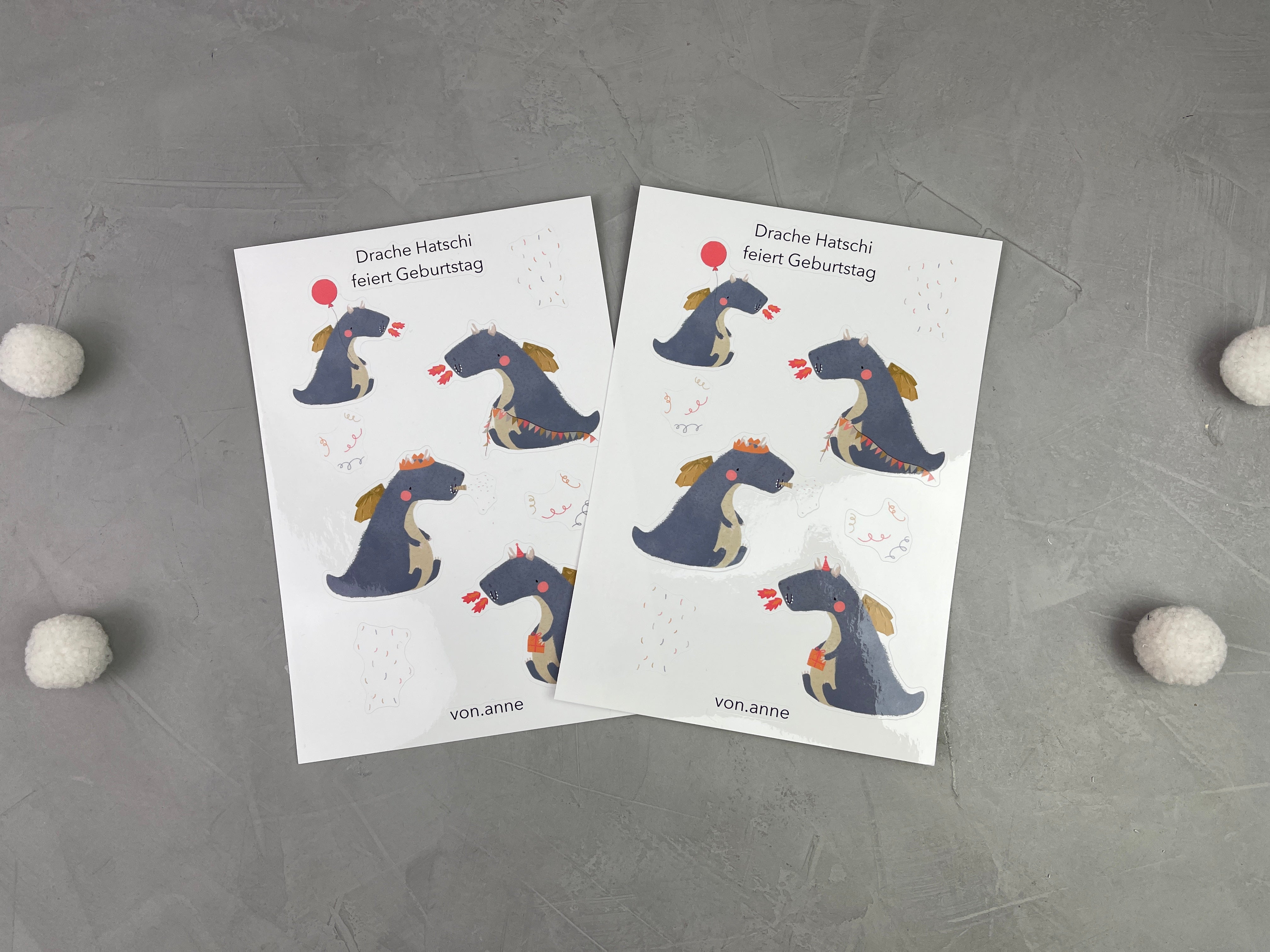 2er Stickerset - Drache Hatschi