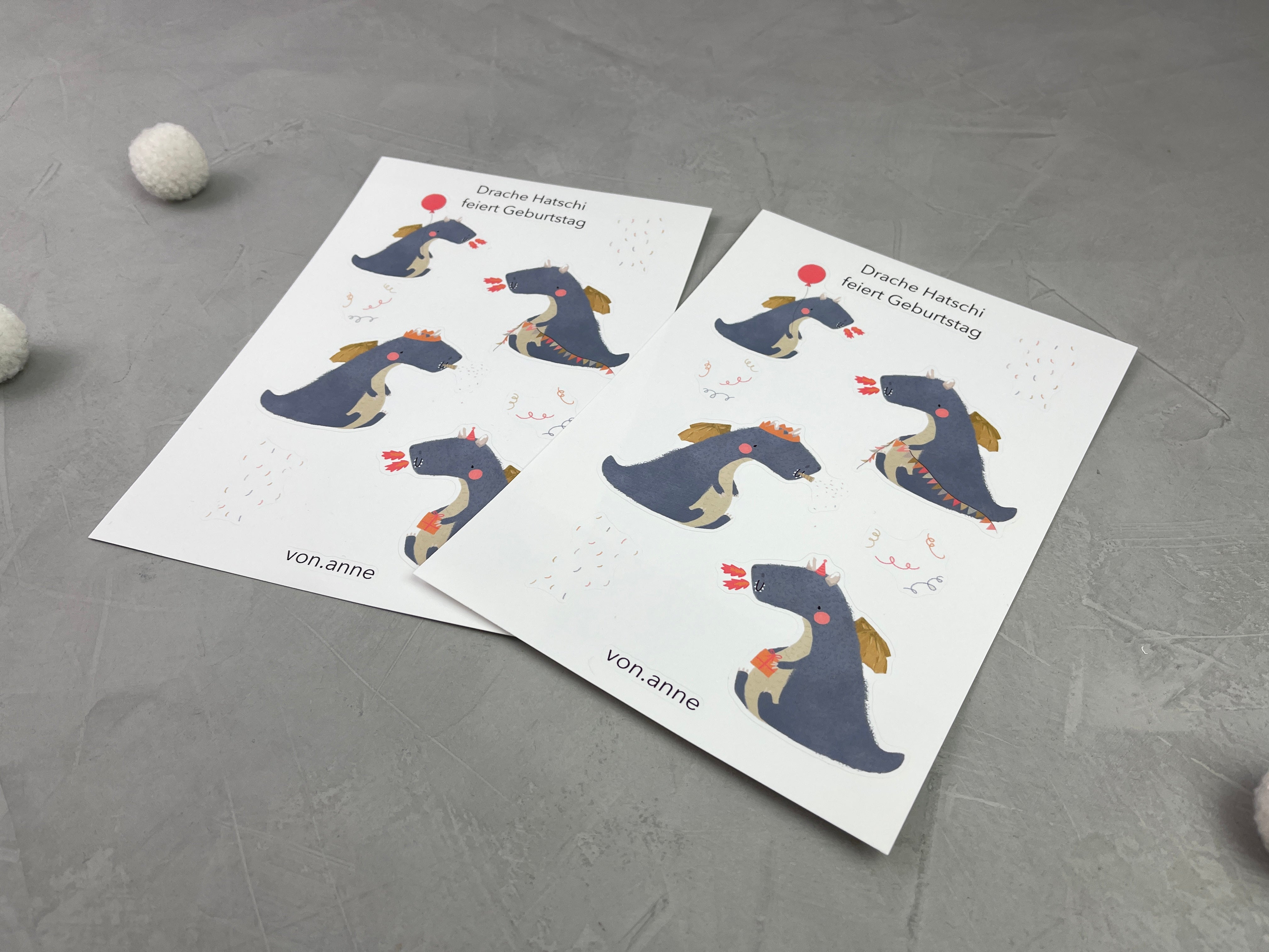 2er Stickerset - Drache Hatschi