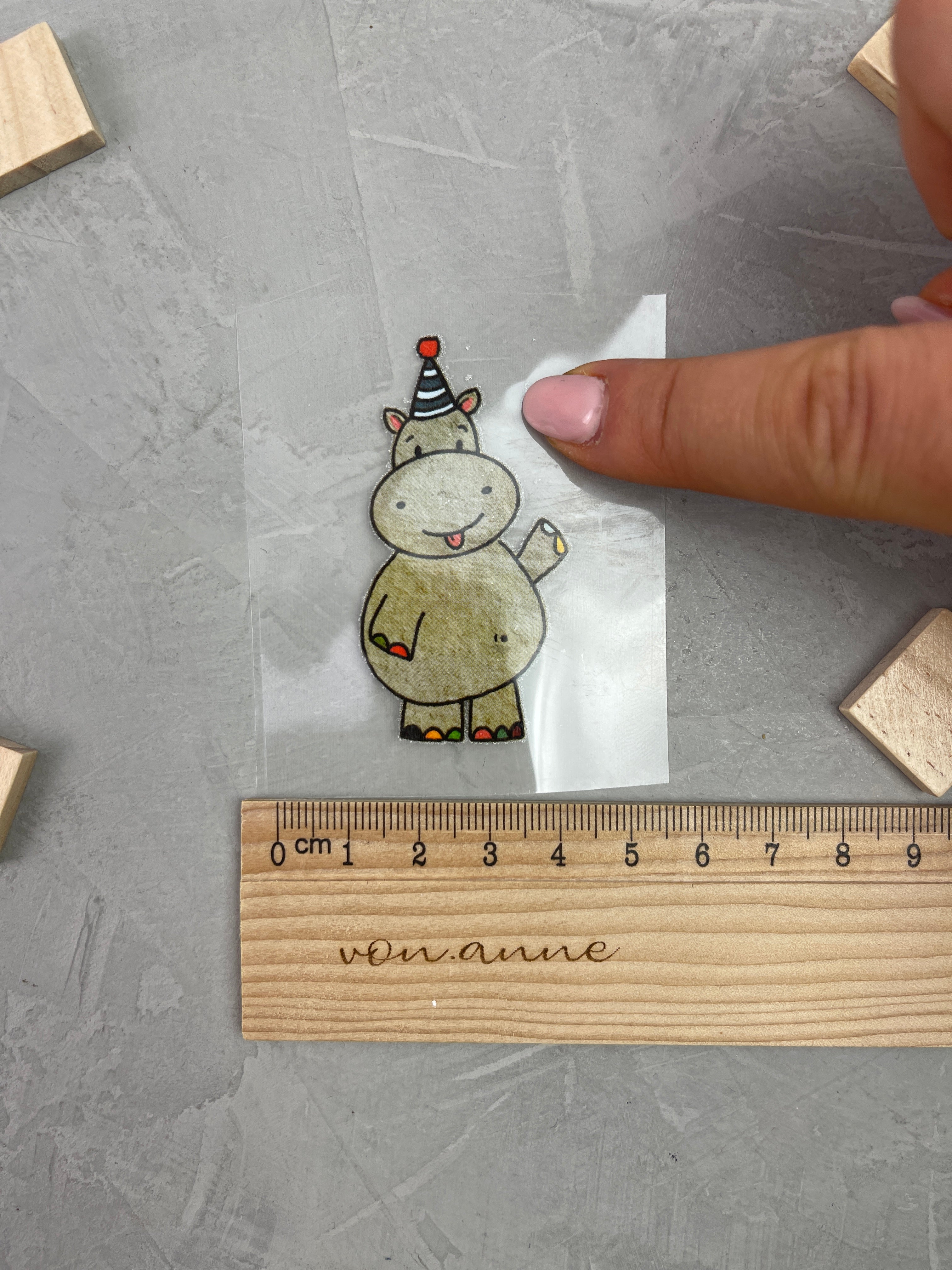 kleines Bügelbild - Raketenfete (Nilpferd)