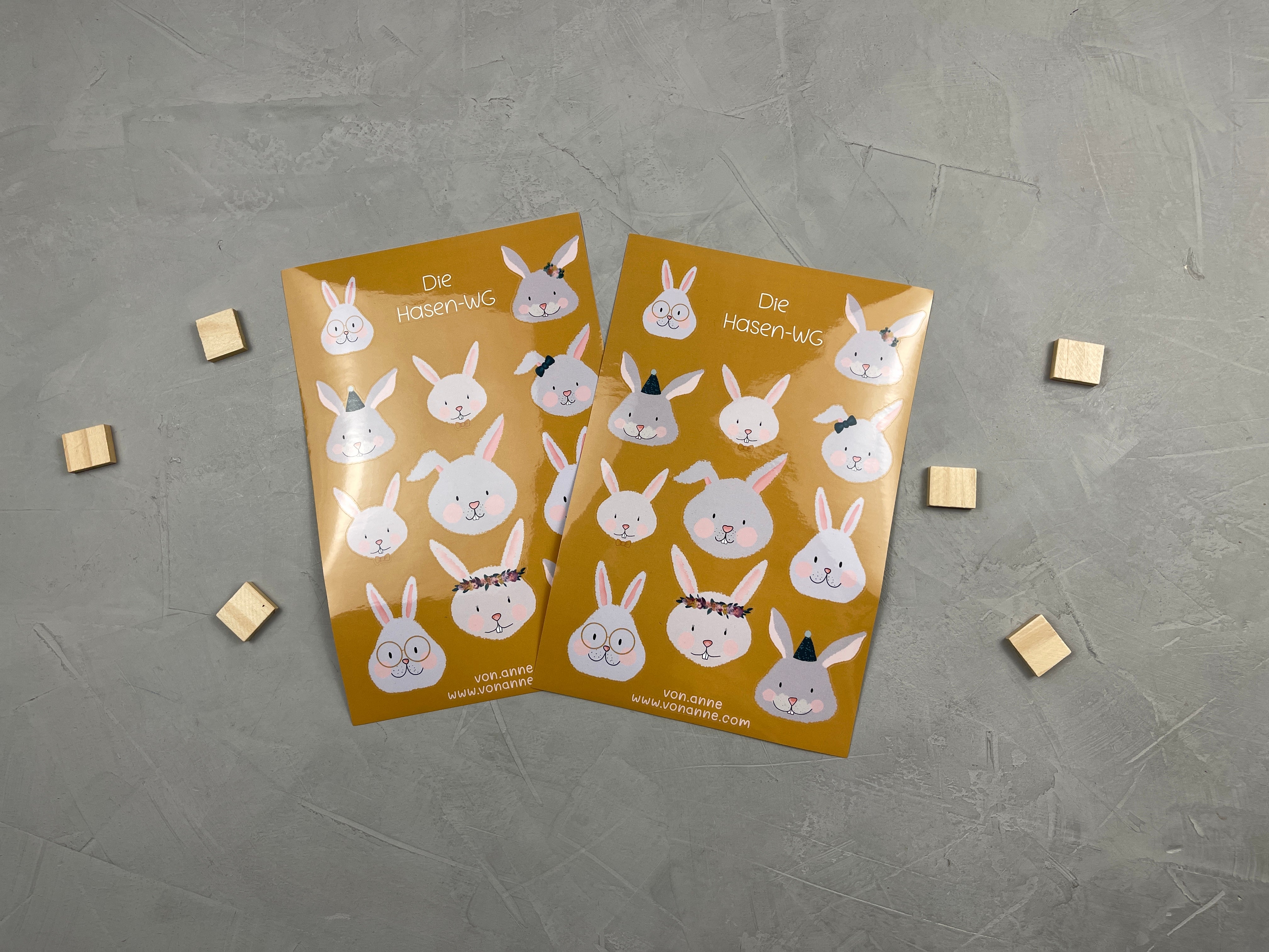 2er Stickerset - die Hasen-WG