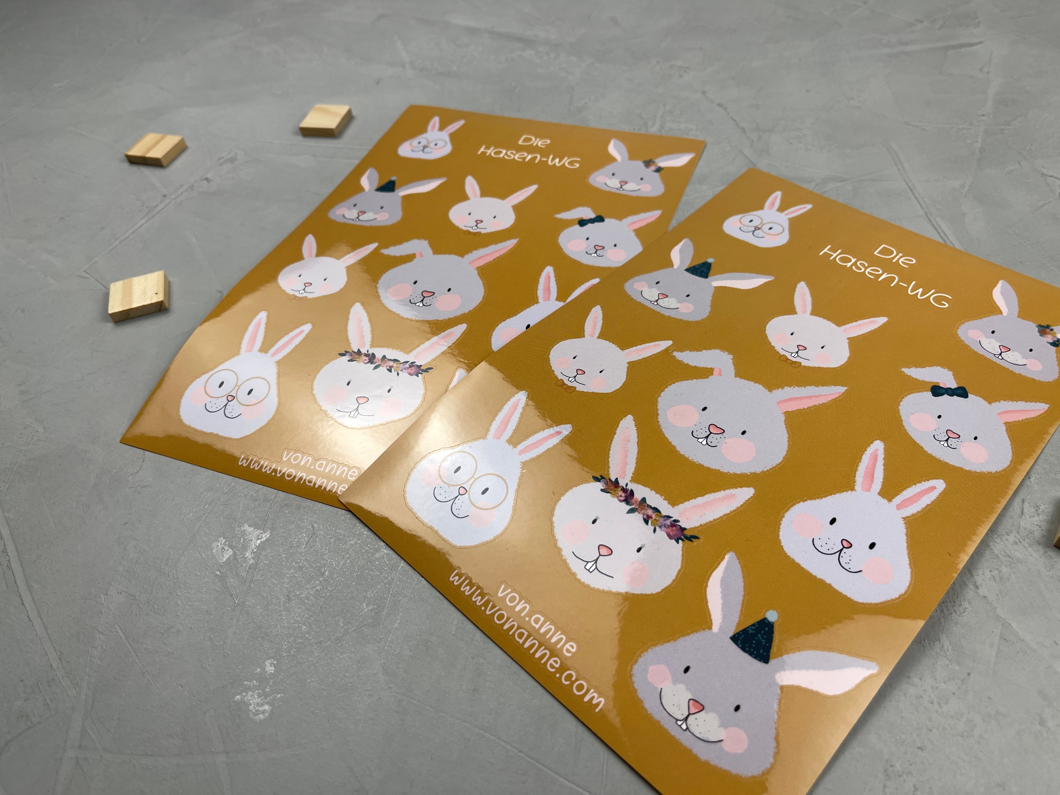 2er Stickerset - die Hasen-WG