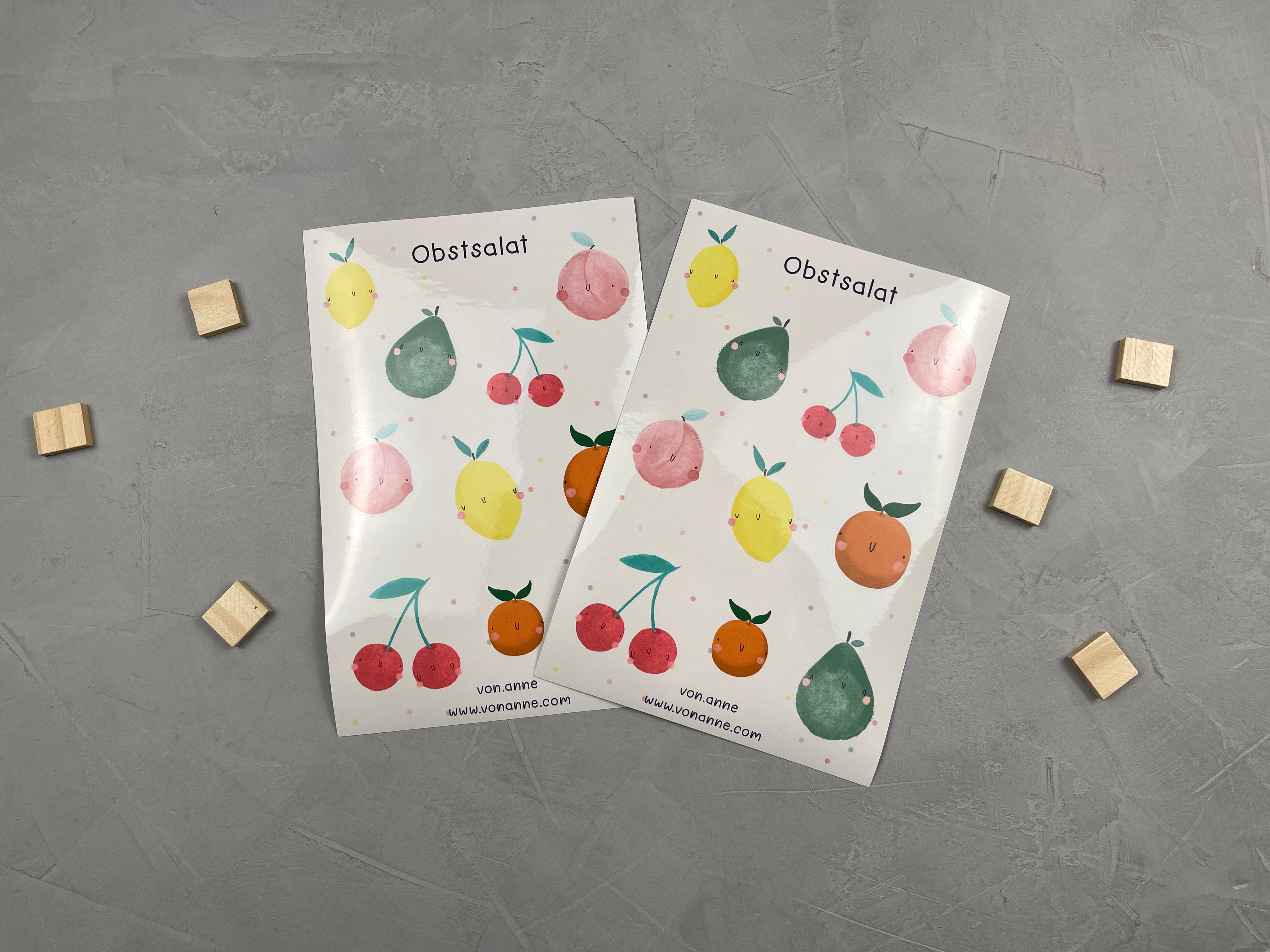 2er Stickerset - Obstsalat