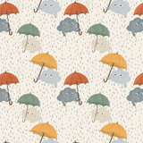 French Terry - Wolke mit Regenschirm (hell)