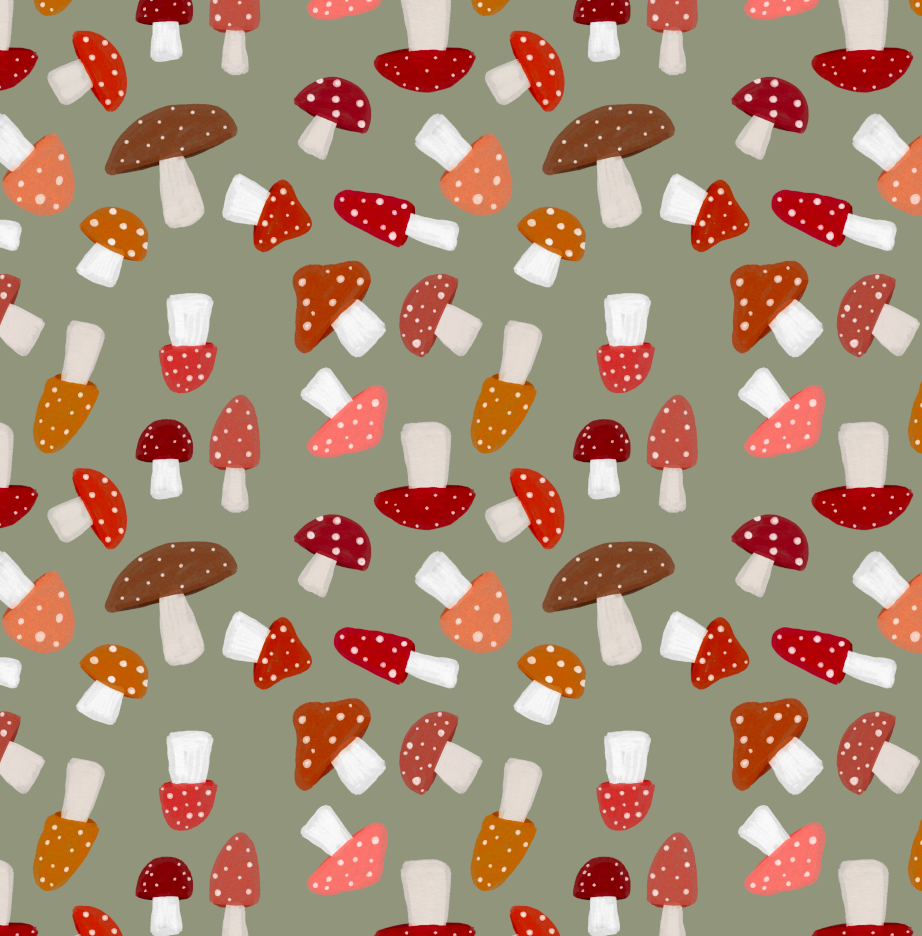 French Terry - Pilzparade/Grün