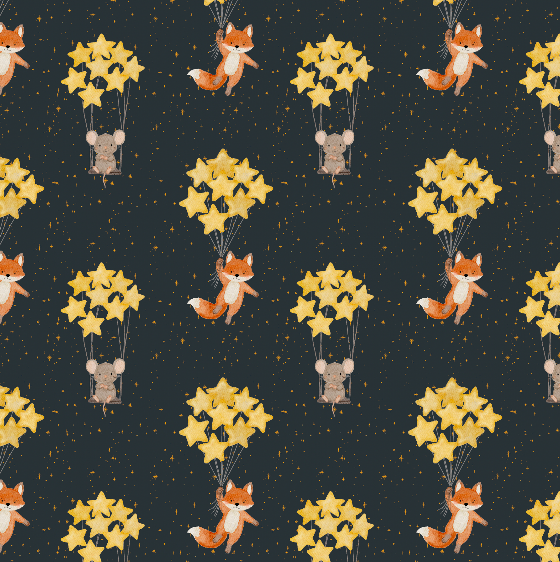 French Terry - Schaukelsterne/Dunkel