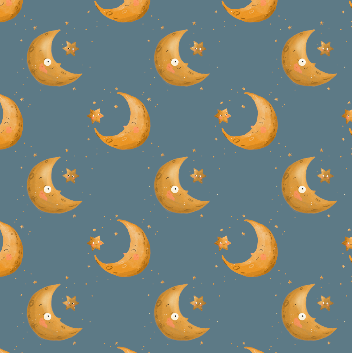 French Terry - Bis zum Mond/Blau