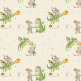Vorbestellung - 120x120cm Musselindecke - Ritter & Drachen