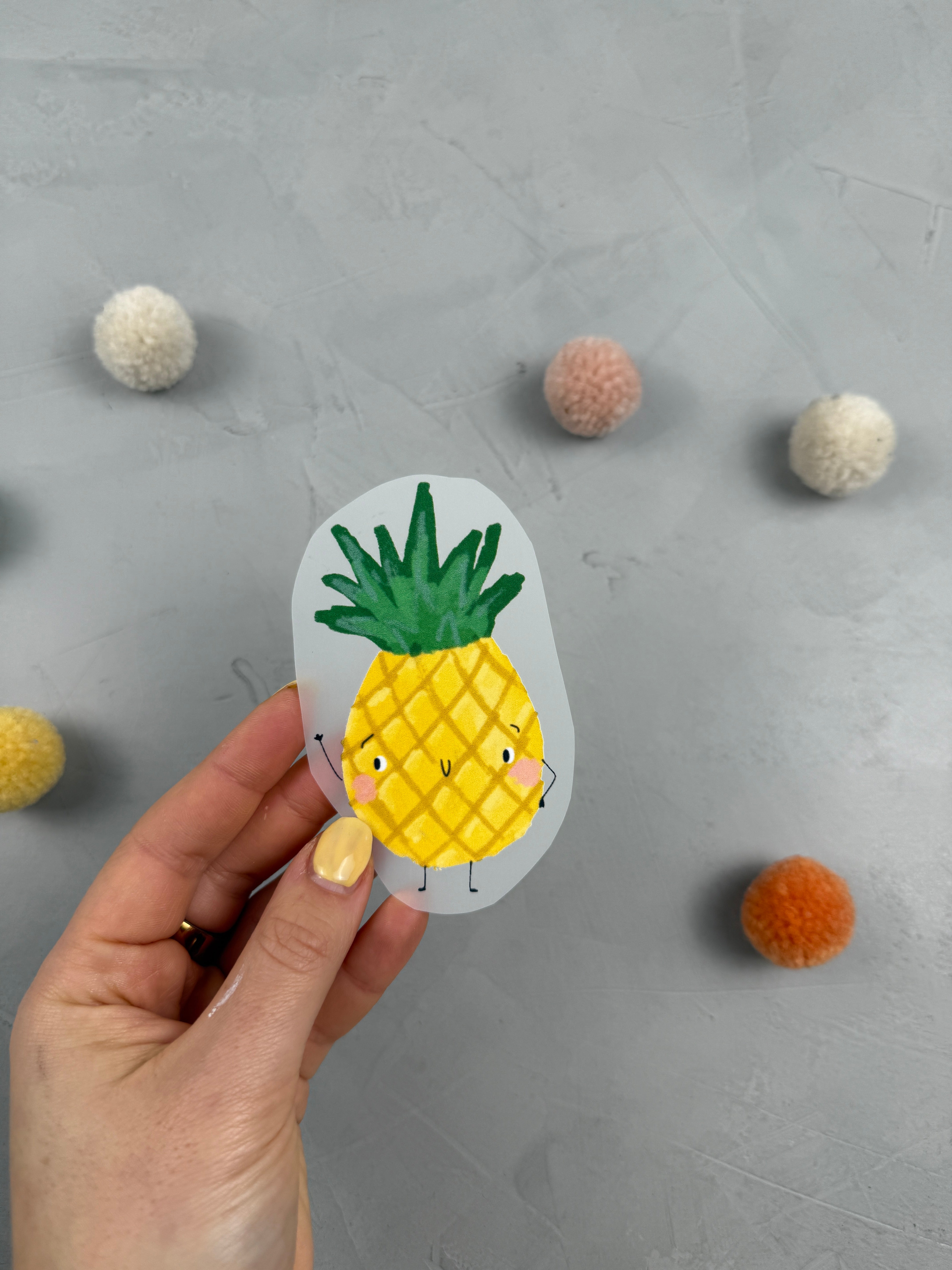 mittleres Bügelbild - Dies das Ananas/winkend
