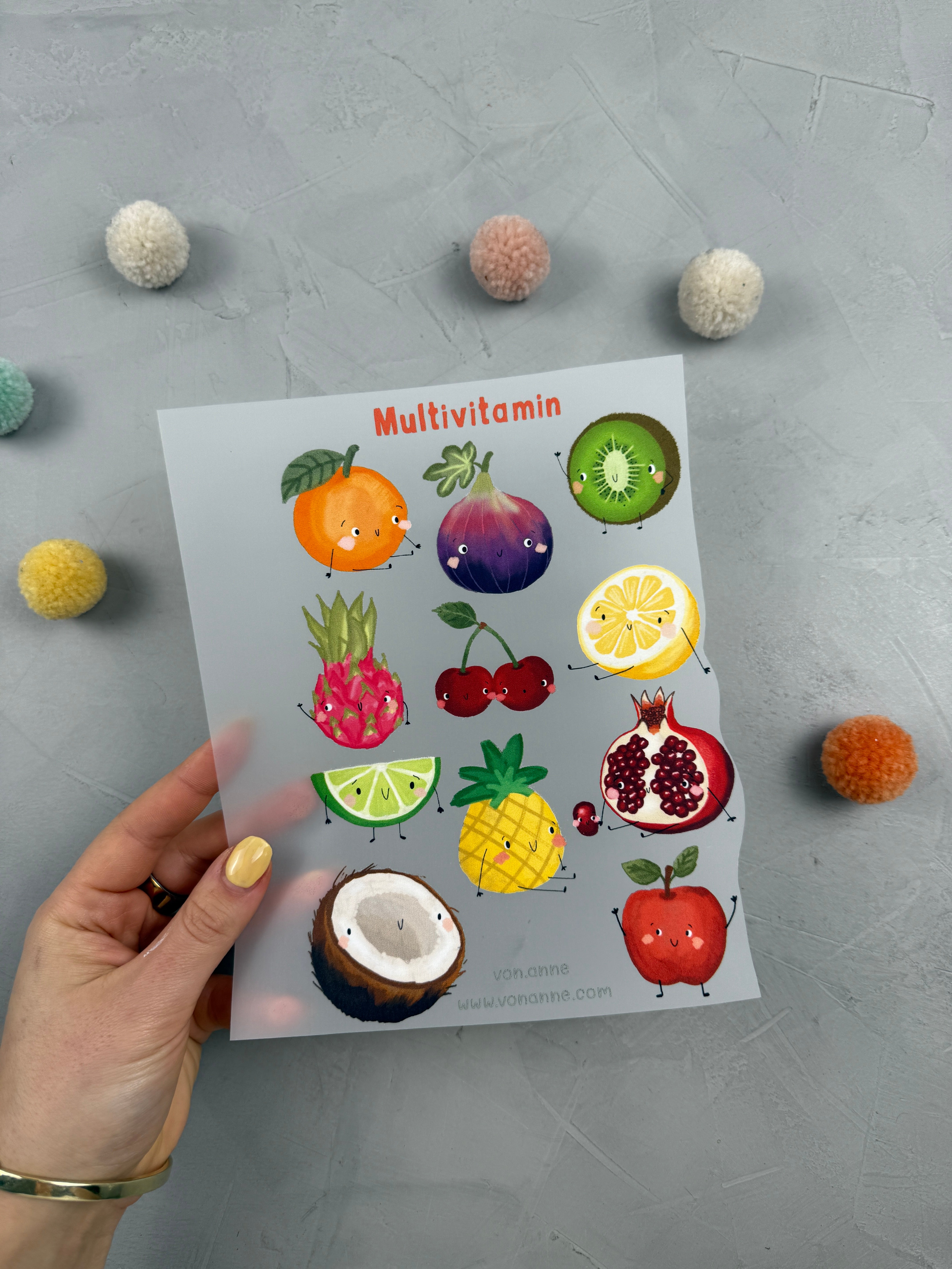 Bügelbildbogen - Multivitamin