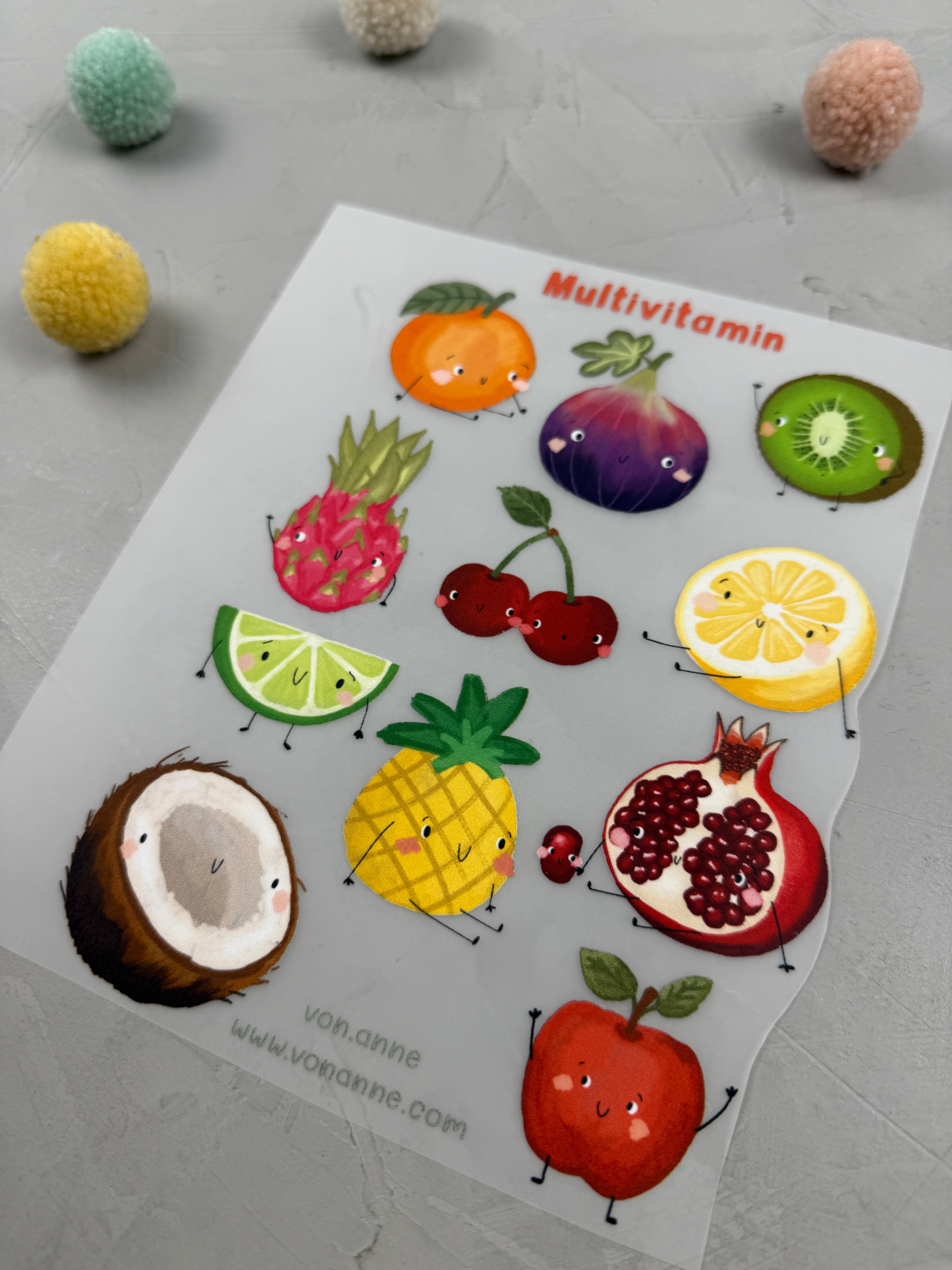 Bügelbildbogen - Multivitamin