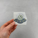 kleines Reflektor-Bügelbild - Ufonauten/Dreiäugig