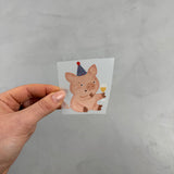 kleines Bügelbild - Schwein/Prost